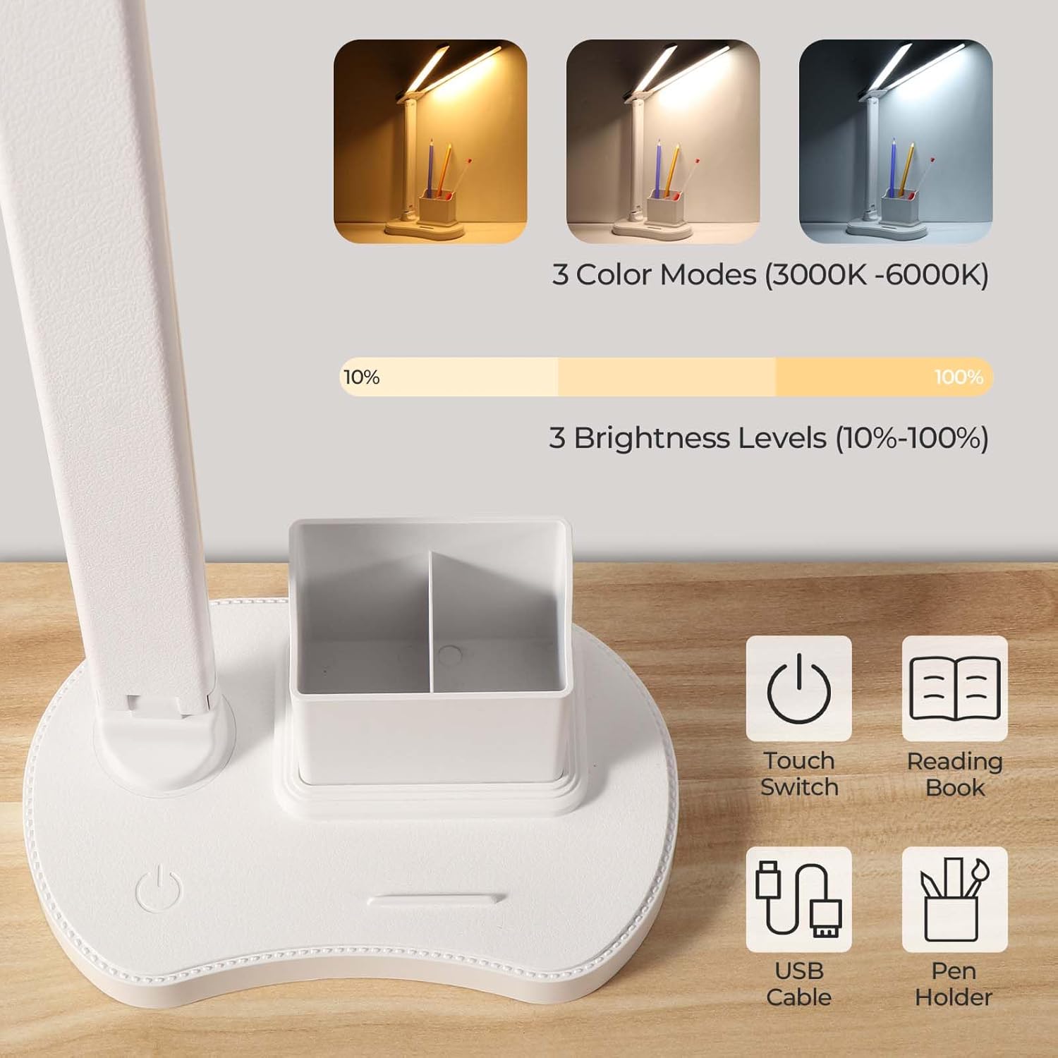 Vinabo Lampada da Scrivania LED USB Ricarica - immagine 2