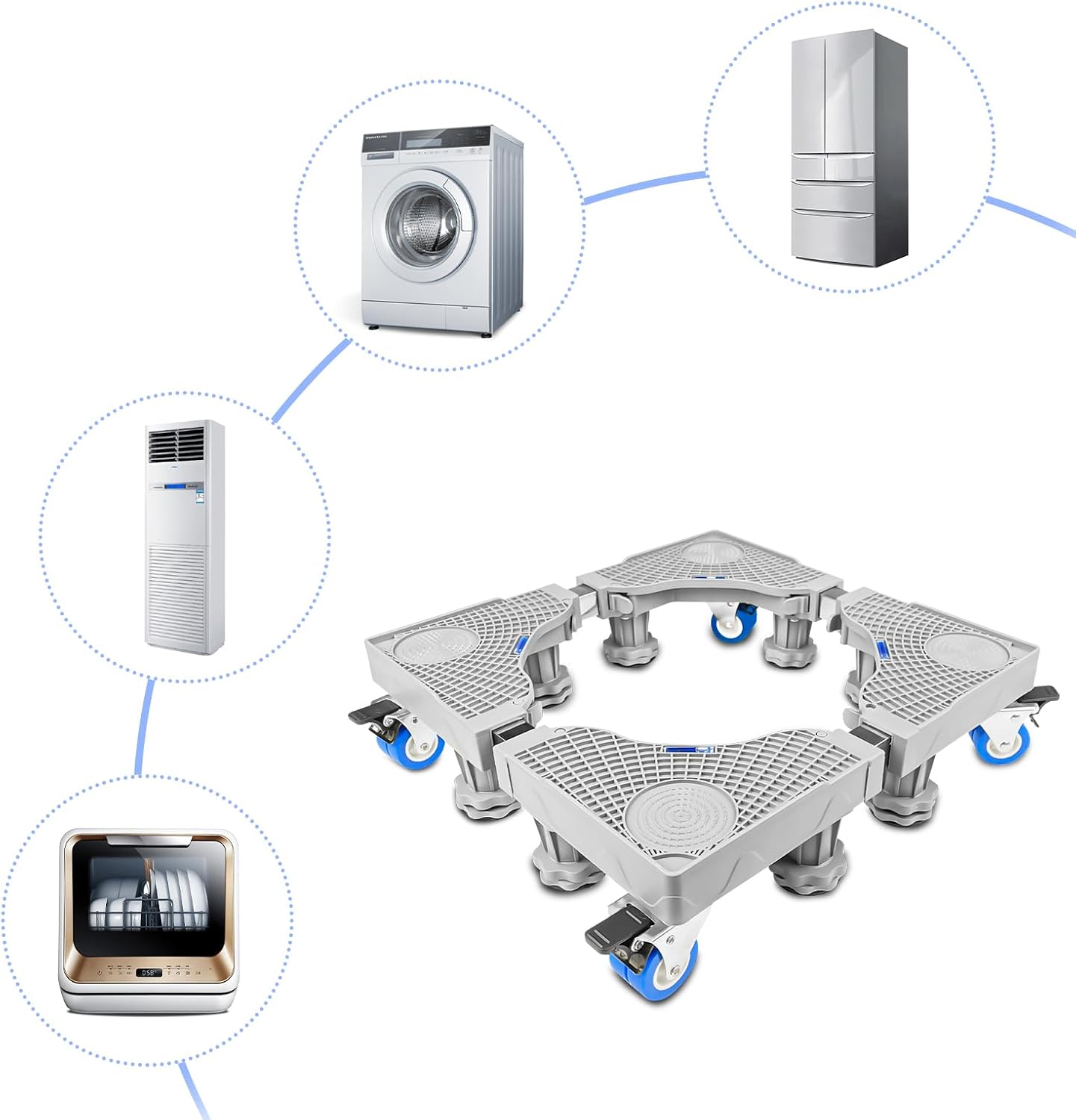 Fousenuk Base Lavatrice Regolabile 41-64cm con Ruote - immagine 4