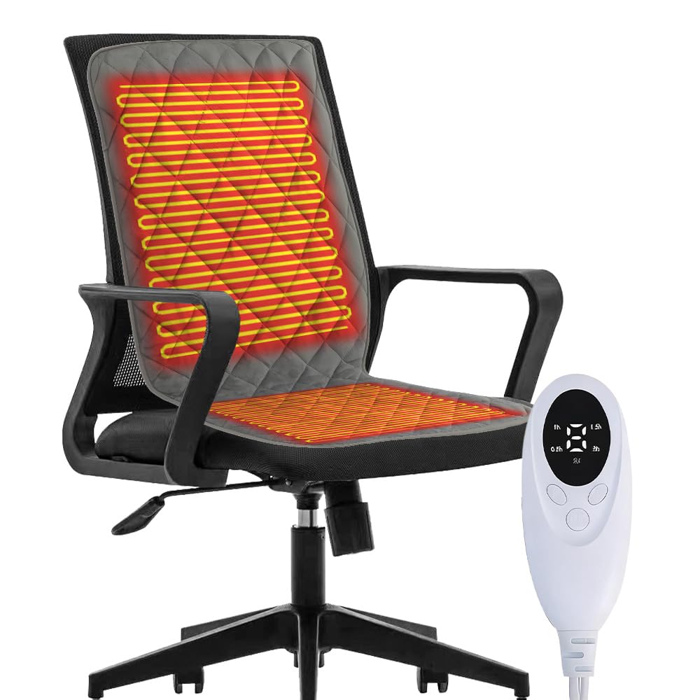 Termoforo Elettrico, 90 X 45 cm Cuscino Riscaldato con 9 Temperature 4 Opzioni Timer, Flanella Morbida Heating Pad, Cuscino Riscaldante per Ufficio Sedia, Divano(Grigio)