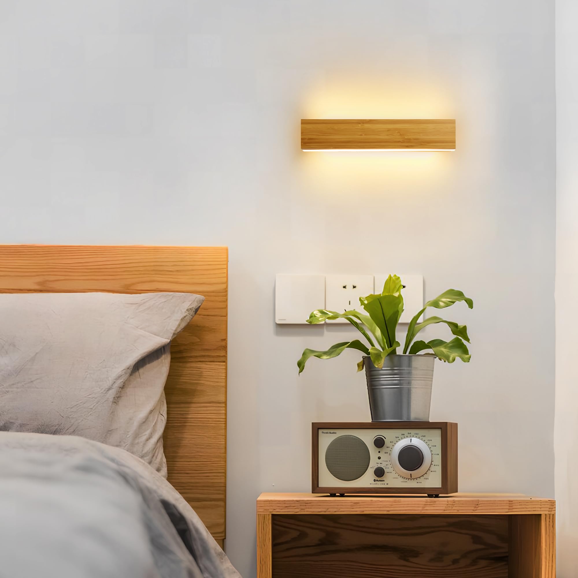 Applique da Parete a LED in Legno di Bambù 7W 3000K, 20cm