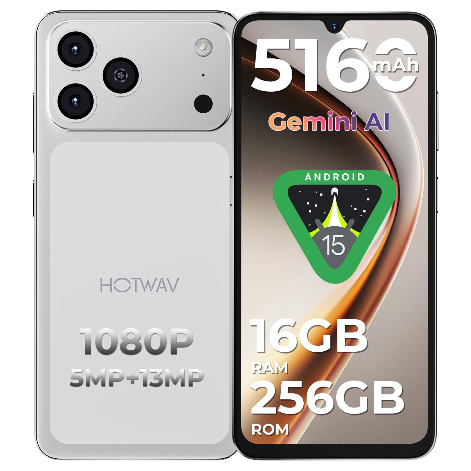 Hotwav A17 Pro Max Smartphone Android 15, Argento | Velz