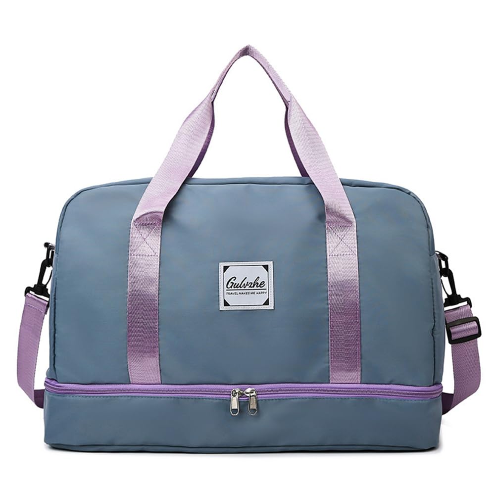 Borsa Sportiva 38.4L Donna, con Scomparto Scarpe & Tasca Bagnata, Borsone Weekend Duffel Donna, Borsa da Viaggio Grande Capacità Bagaglio a Mano, Borsone Palestra Fine Settimana (Blu scuro)