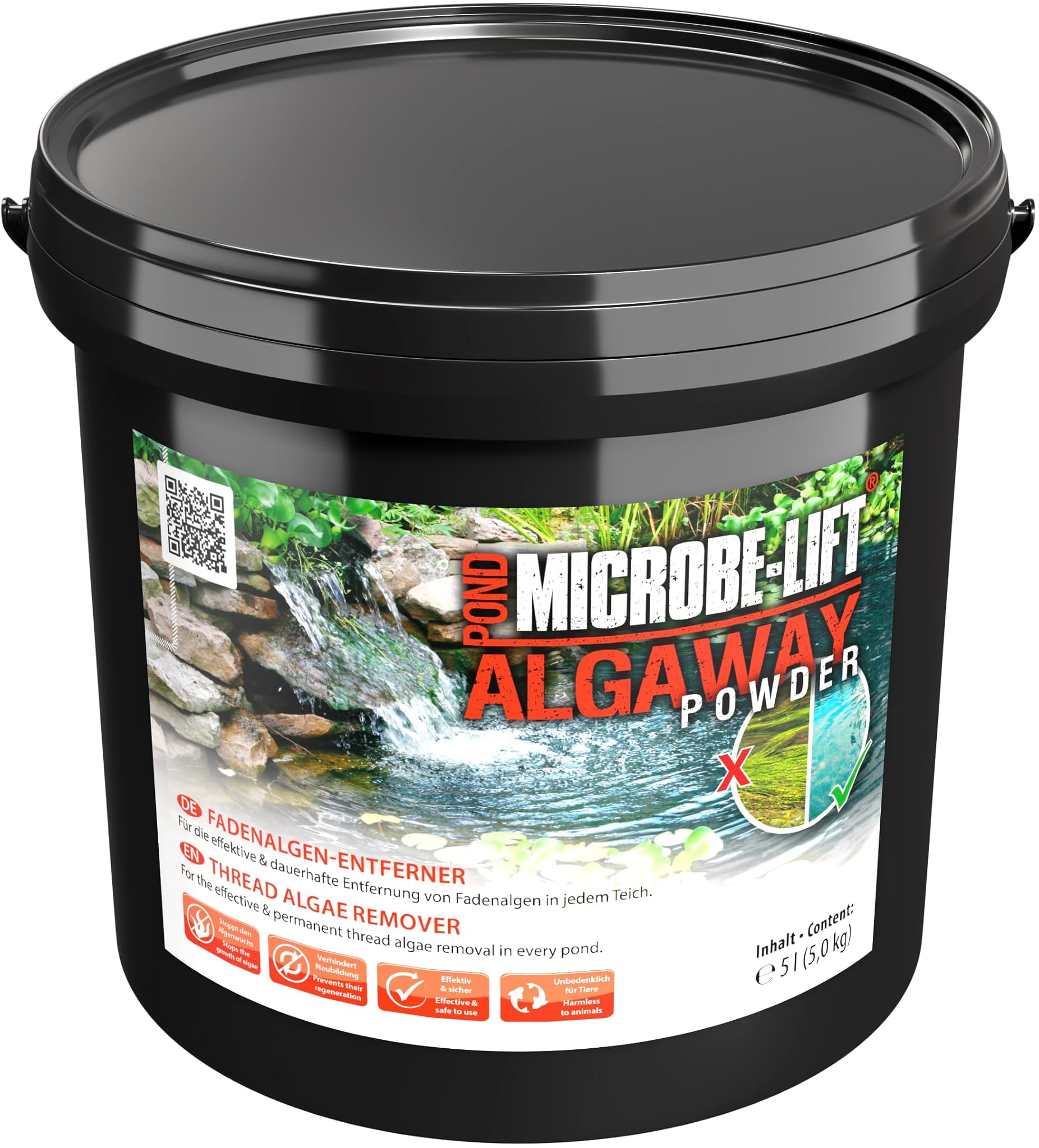 Trattamento contro alghe per laghetto – MICROBE-LIFT Pond AlgAway Powder 5kg – elimina alghe filamentose e sospese – nessun residuo – sicuro per pesci e piante – fino a 142857l – ARKA