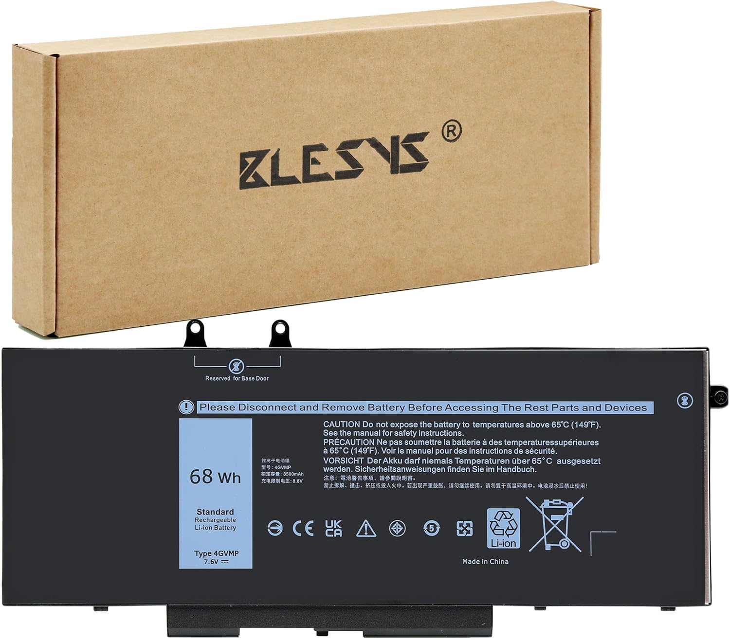 Blesys 4GVMP Batteria per Dell Latitude, Precision, Inspiron - immagine 1