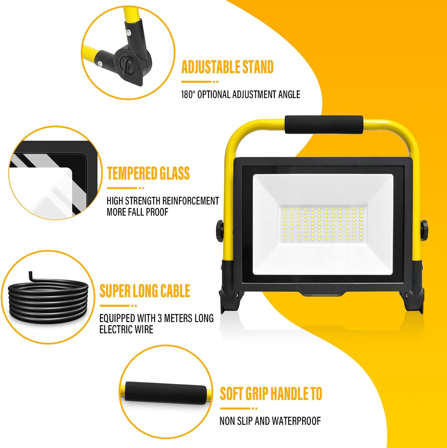 RIGIDON Faretto da Cantiere LED Portatile 75W 7500LM - immagine 3