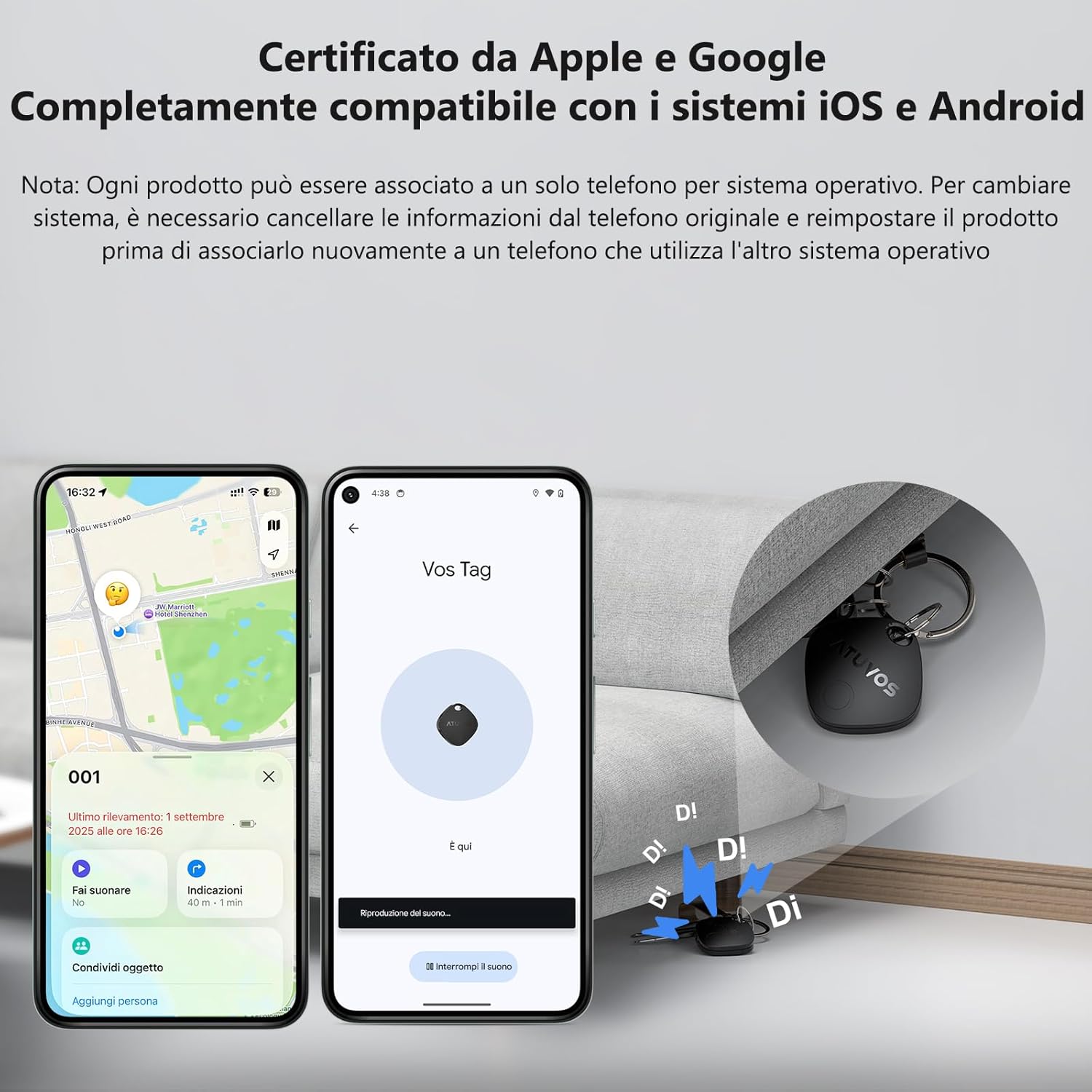 Atuvos Dual System Air Tag Pro Tracker 2 Pezzi, Nero - immagine 3