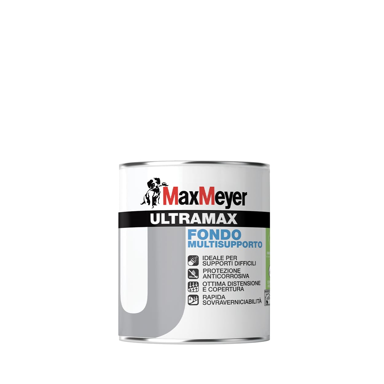 MaxMeyer ULTRAMAX Fondo Multisupporto, Protezione Anticorrosiva, Ottima Copertura, A+ Senza Formaldeide, Bianco, 0,75 Litri