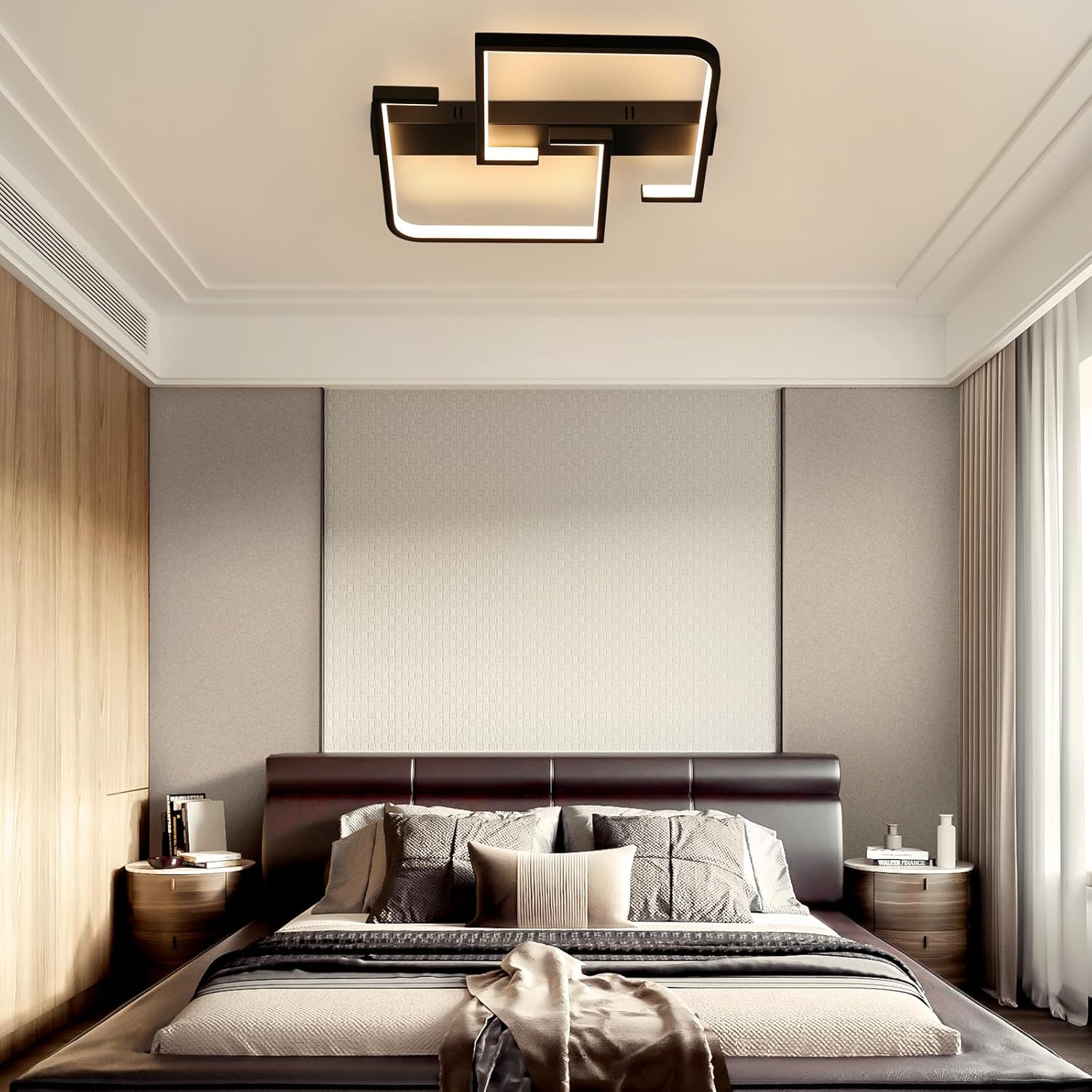 Cbjktx Lampada a Soffitto LED Dimmerabile 45W 60CM, Nera - immagine 7