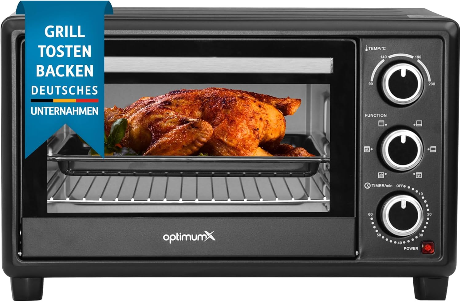 OptimumX - Mini Forno 20L con Ricircolo d'Aria, Nero