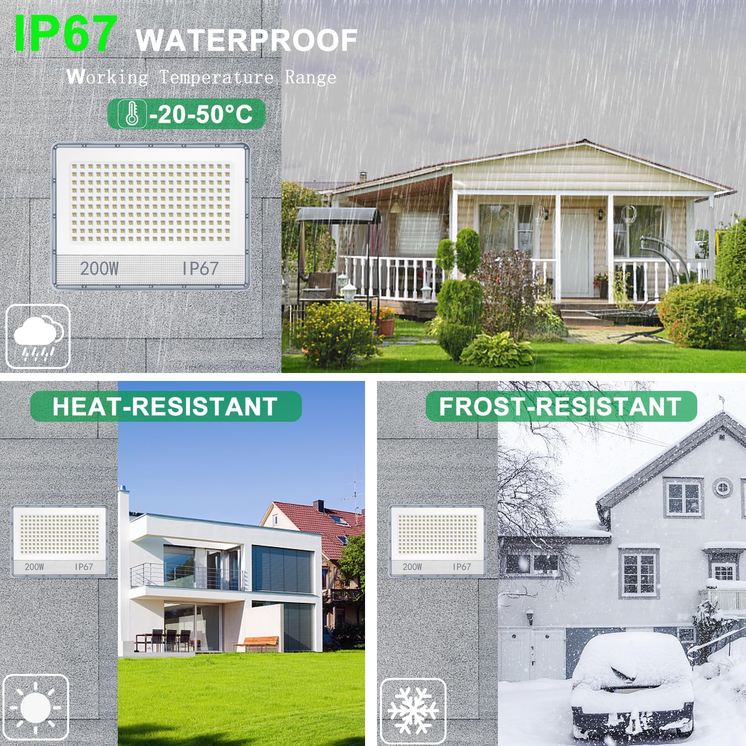 Annifunly Faretto LED da Esterno 200W IP67 (2 pz) - immagine 6