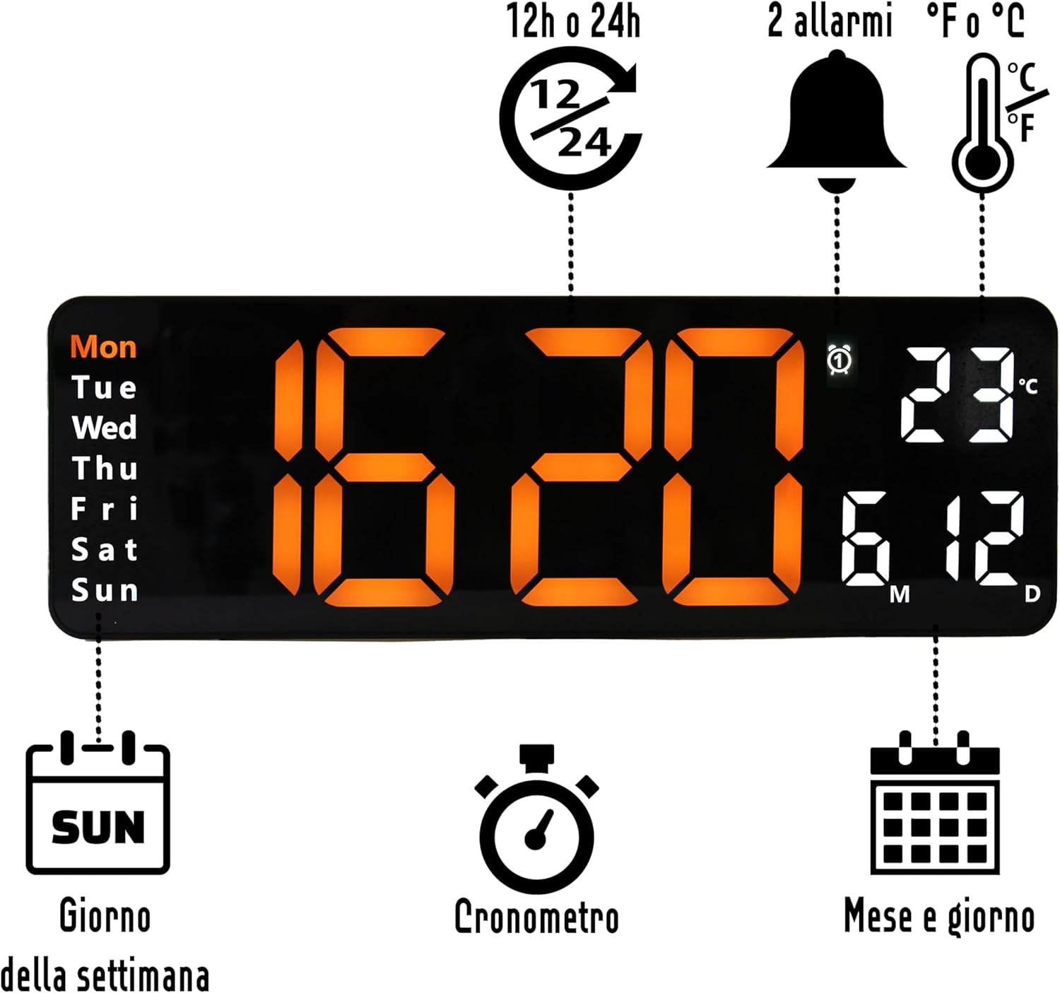 Opis Technology Clock 1 XL - Orologio Digitale da Parete - immagine 4