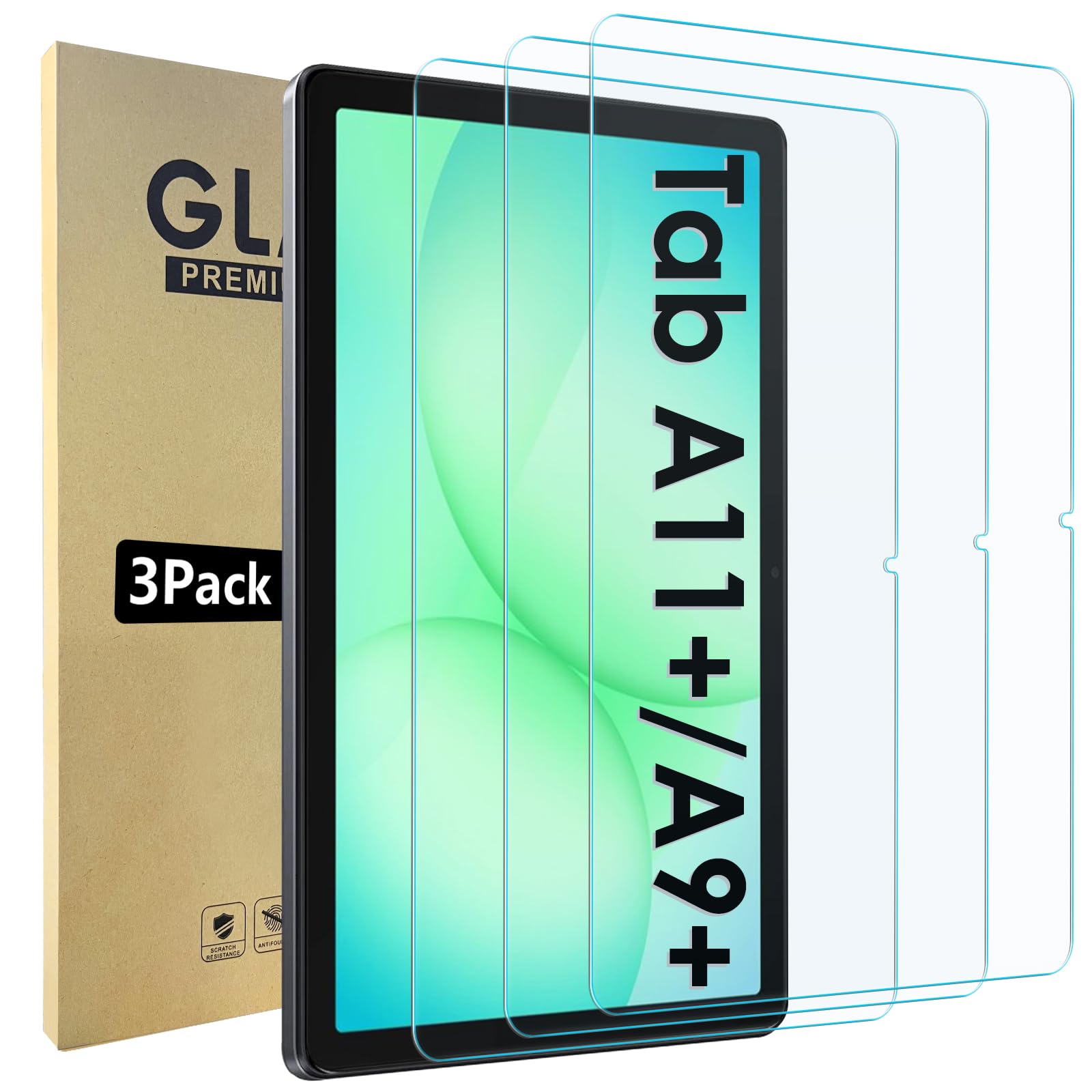 3 Pezzi Pellicola Protettiva Compatibile con Samsung Galaxy Tab A11 Plus 2025 11"/A9 Plus 2023 11", Ultra HD Vetro Temperato Film Tab A9 Plus, Pellicola Schermo Protezione Scratch Resistente