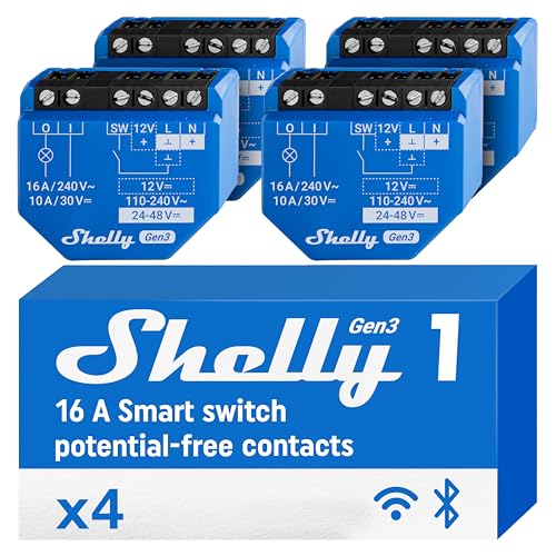 Shelly 1 Gen3 - Wi-Fi Interruttore Intelligente Relè (4 pz)