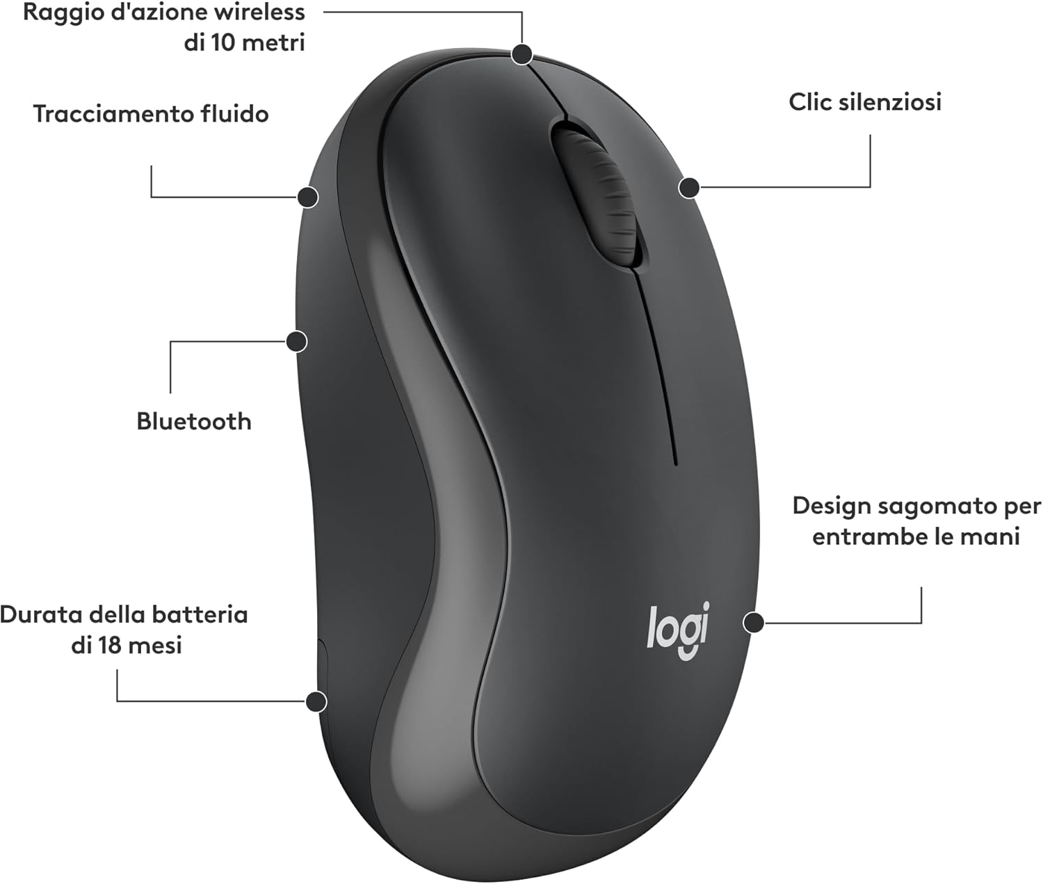Logitech M240 Silenzioso Bluetooth Mouse Wireless Grafite - immagine 8