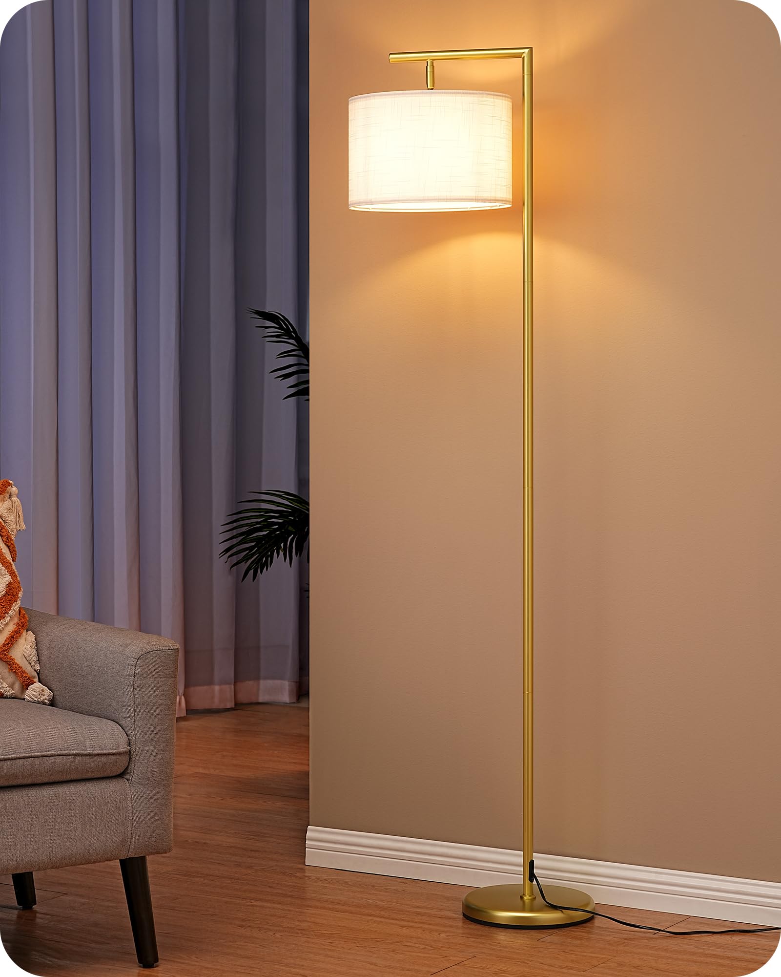 EDISHINE Lampada da Terra Moderna Arco LED, Oro