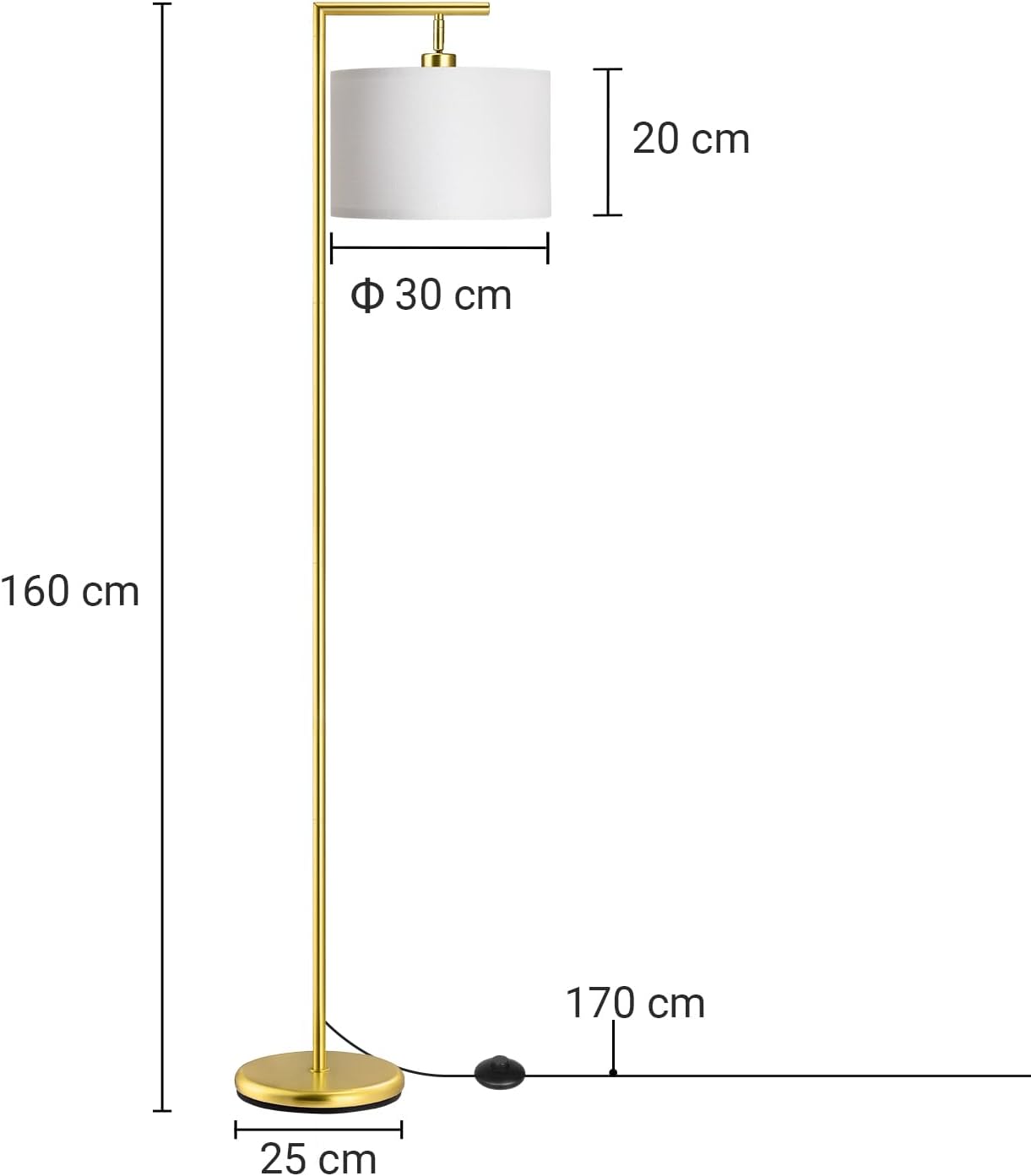 EDISHINE Lampada da Terra Moderna Arco LED, Oro - immagine 4