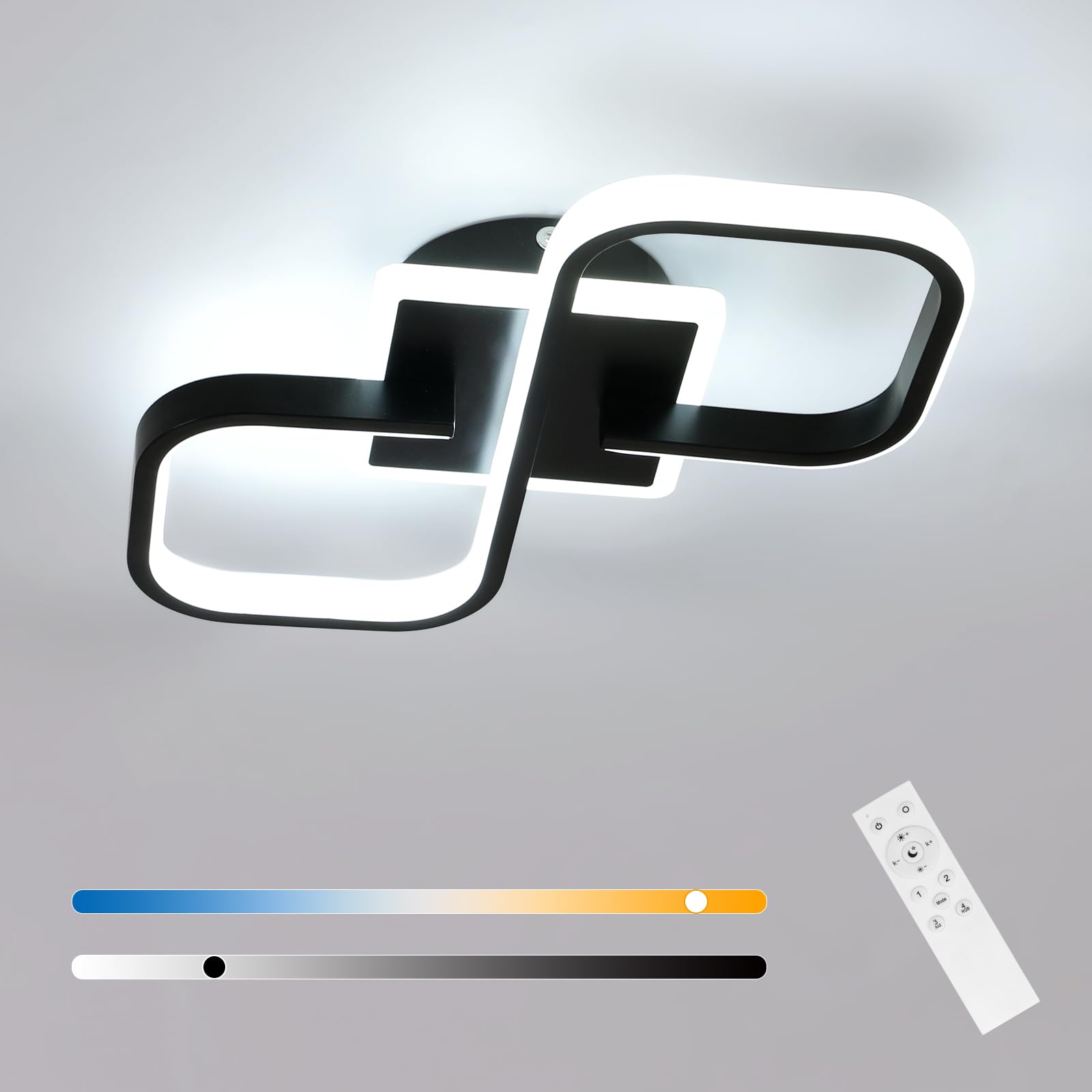 Mckalen Plafoniera LED Soffitto Dimmerabile 40W, Nero