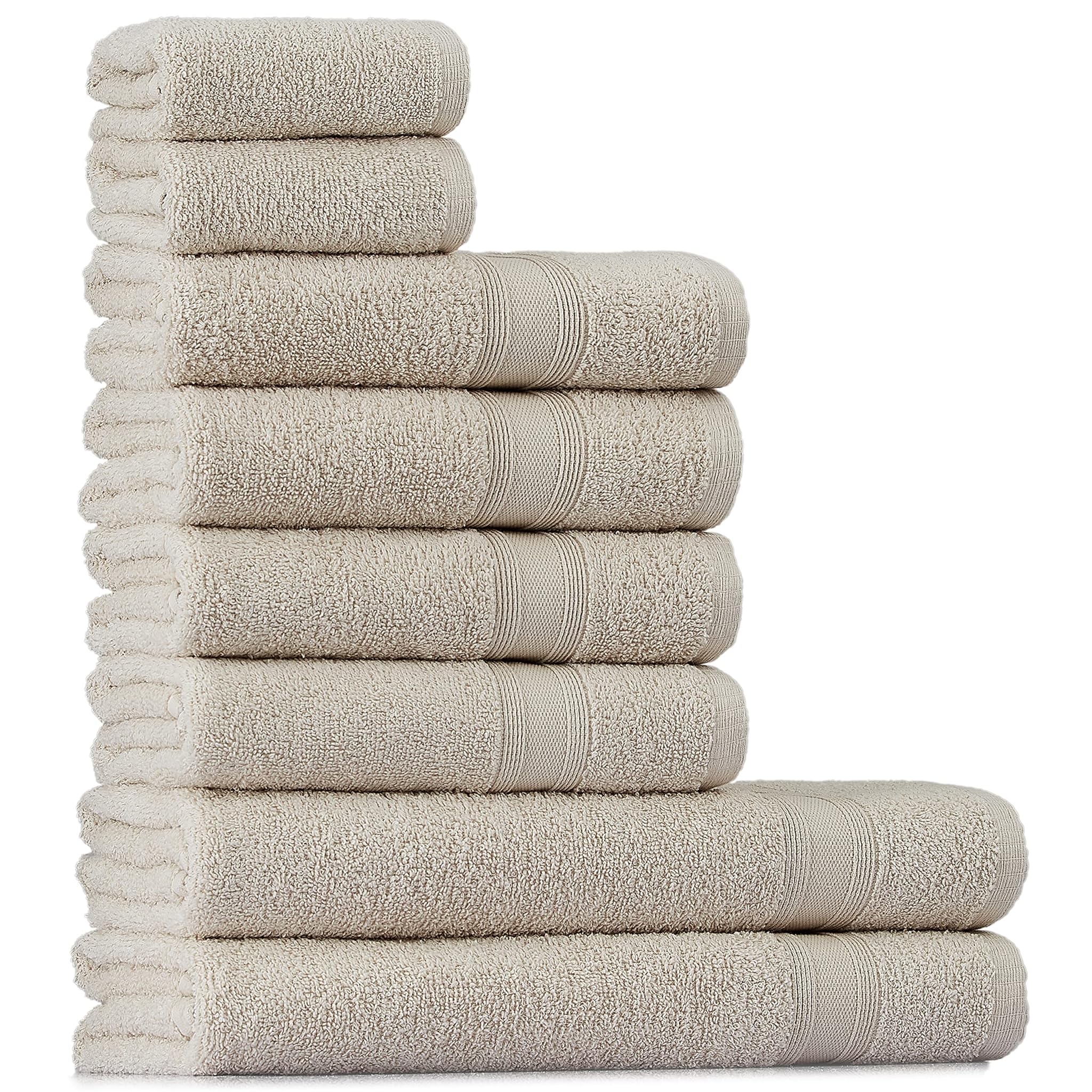Tuiste Set Asciugamani Bagno Cotone Beige - 8 Pezzi