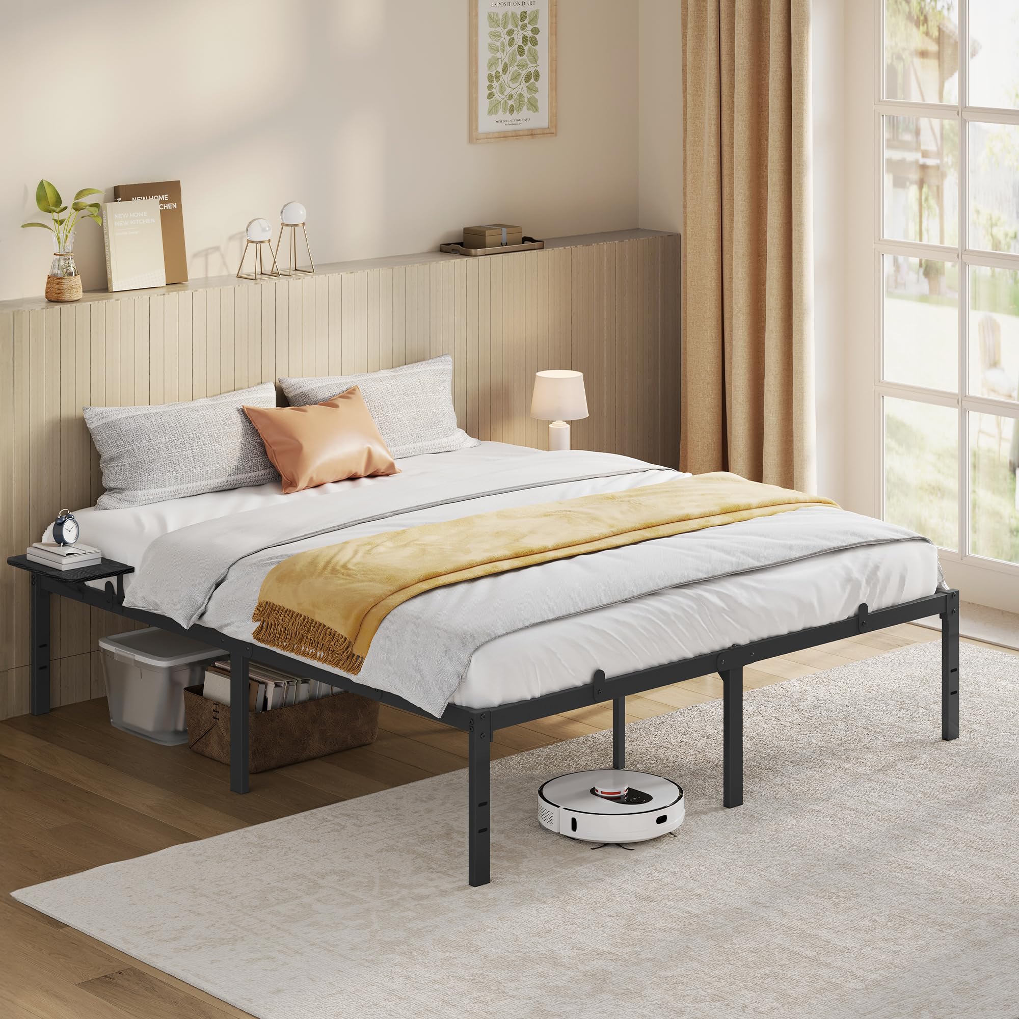 VASAGLE Struttura Letto Matrimoniale 160x200cm, Nero Inchiostro