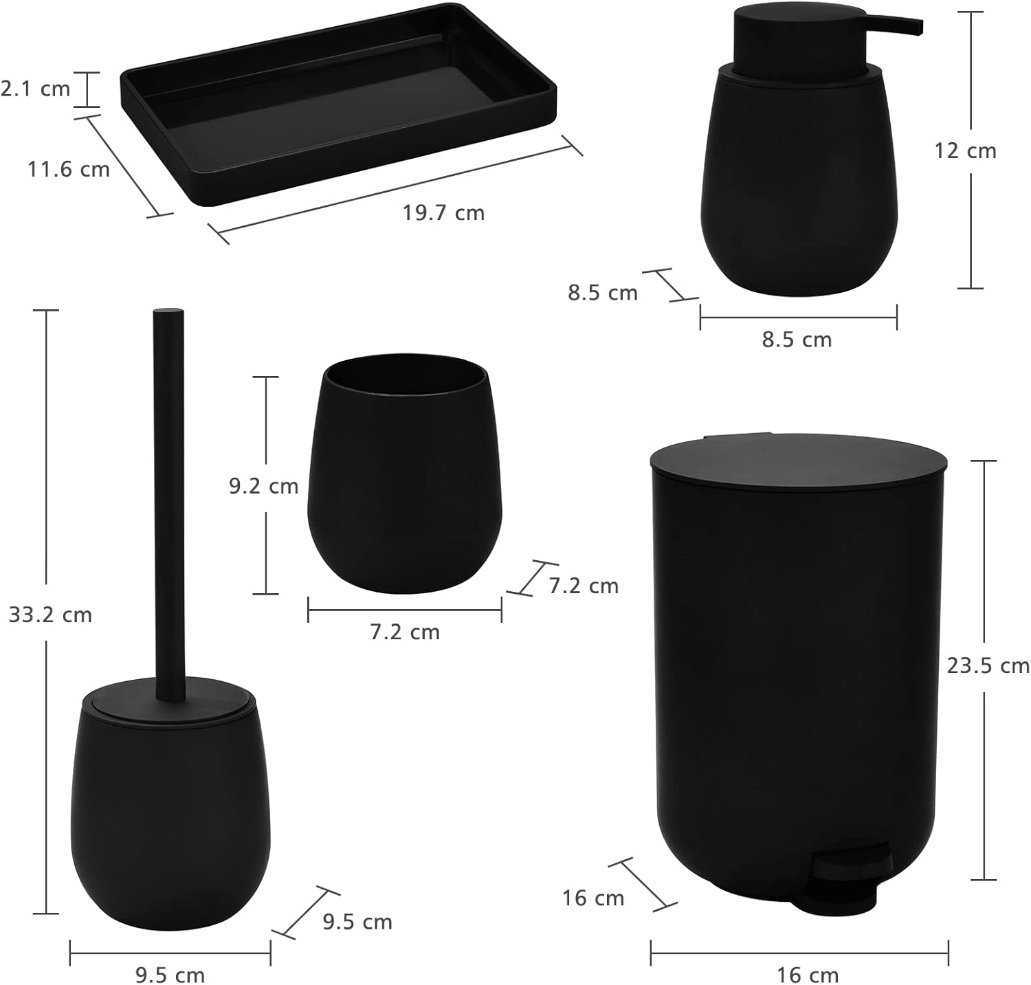 Ajeungain Set Bagno Accessori Completo Nero - immagine 2