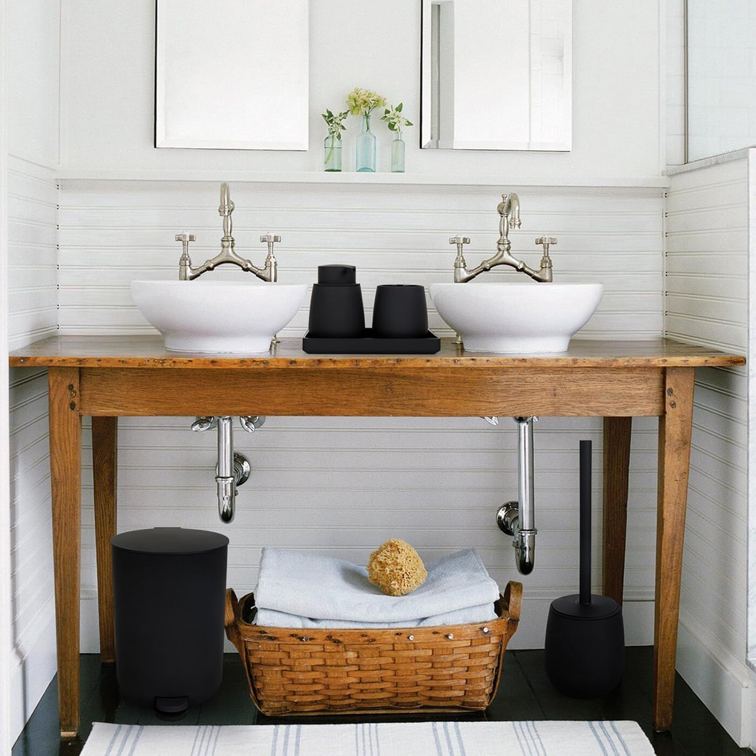 Ajeungain Set Bagno Accessori Completo Nero - immagine 3