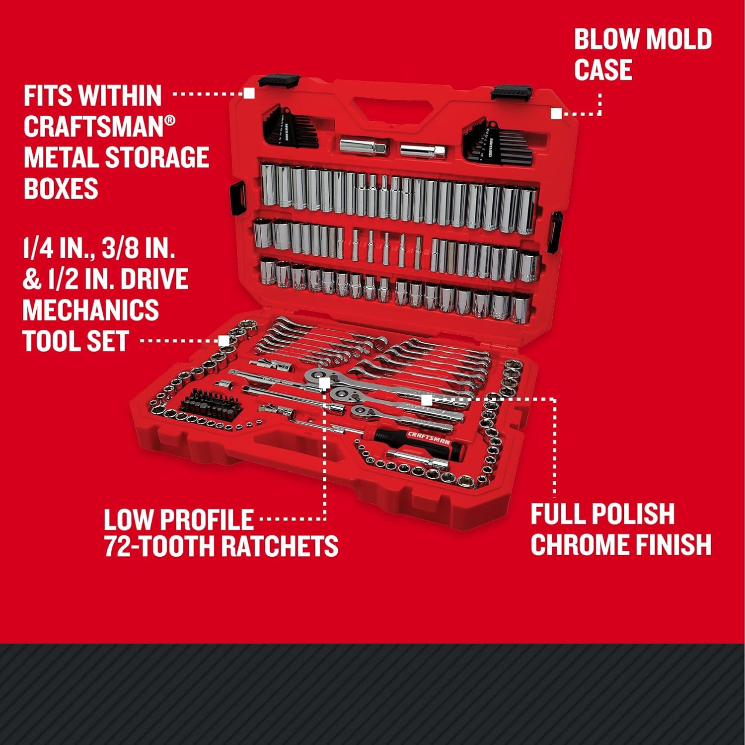 CRAFTSMAN 189Pc Mech Tool Set Low Pro (CMMT12134) - immagine 2