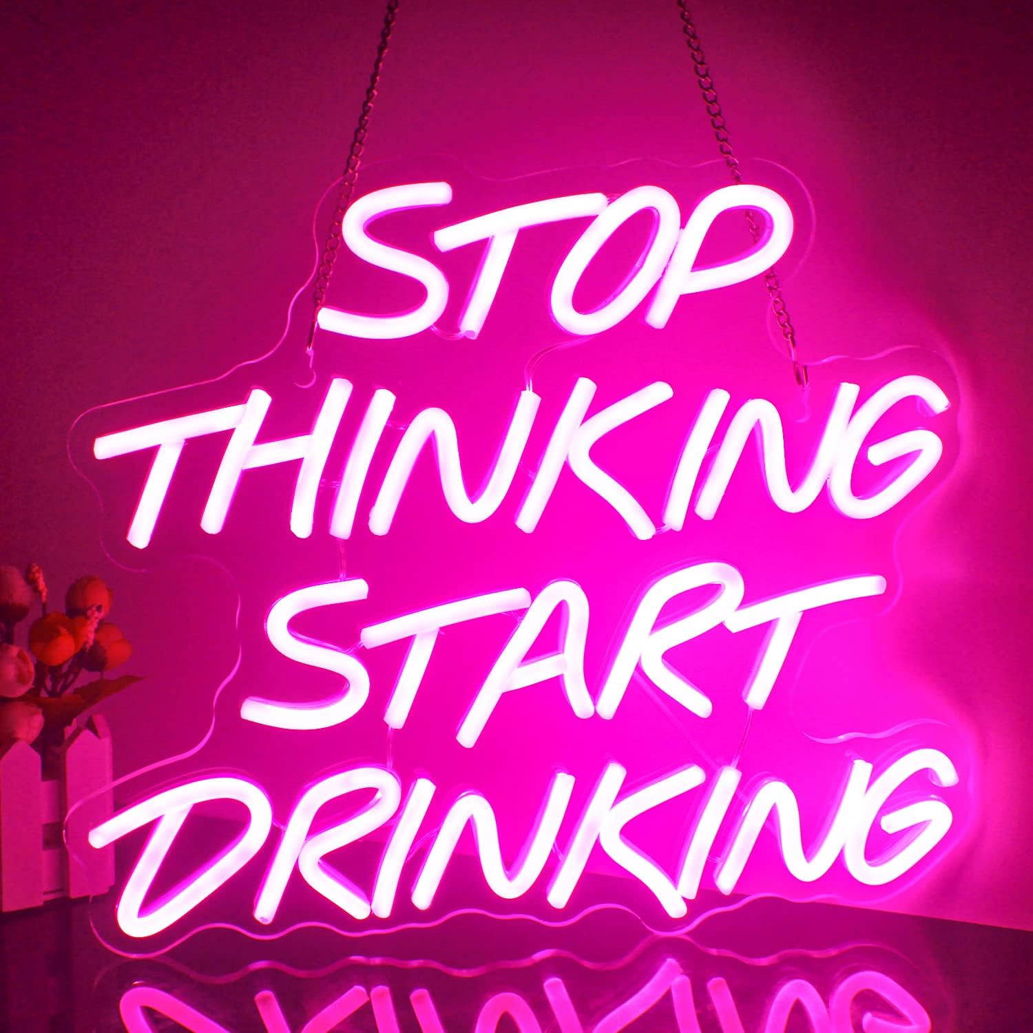 Looklight Insegna al Neon LED "Stop Thinking Start Drinking" - immagine 1