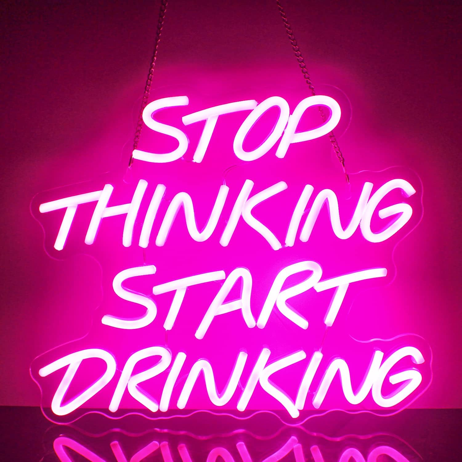Looklight Insegna al Neon LED "Stop Thinking Start Drinking" - immagine 2