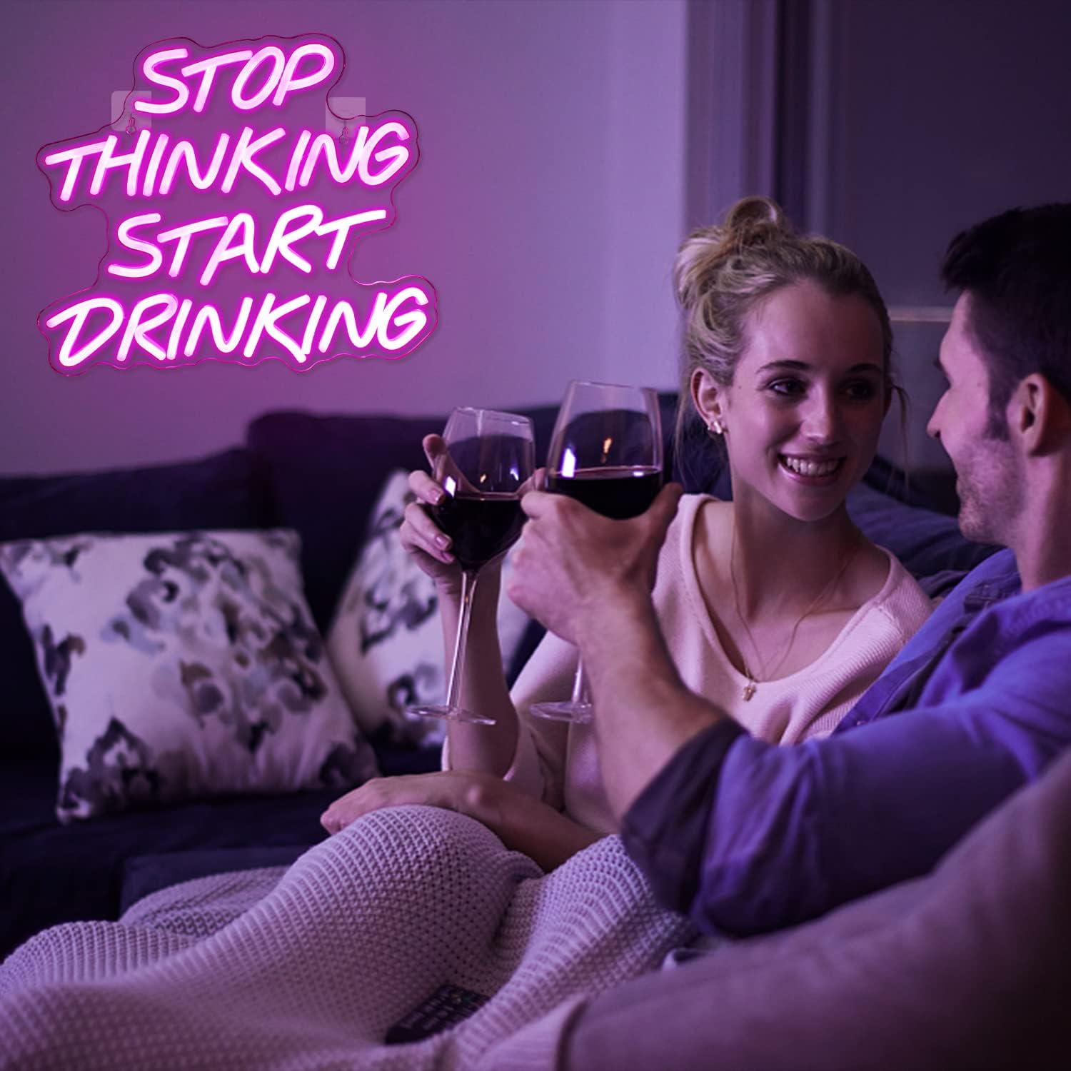 Looklight Insegna al Neon LED "Stop Thinking Start Drinking" - immagine 5