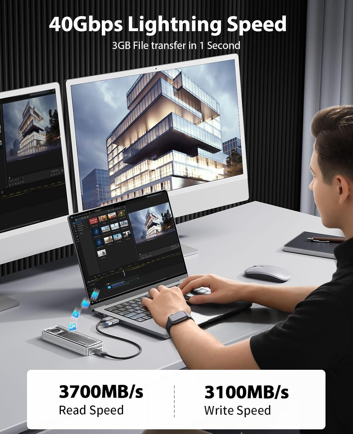 Orico 40Gbps Case SSD M2 NVMe con Ventilatore - immagine 3