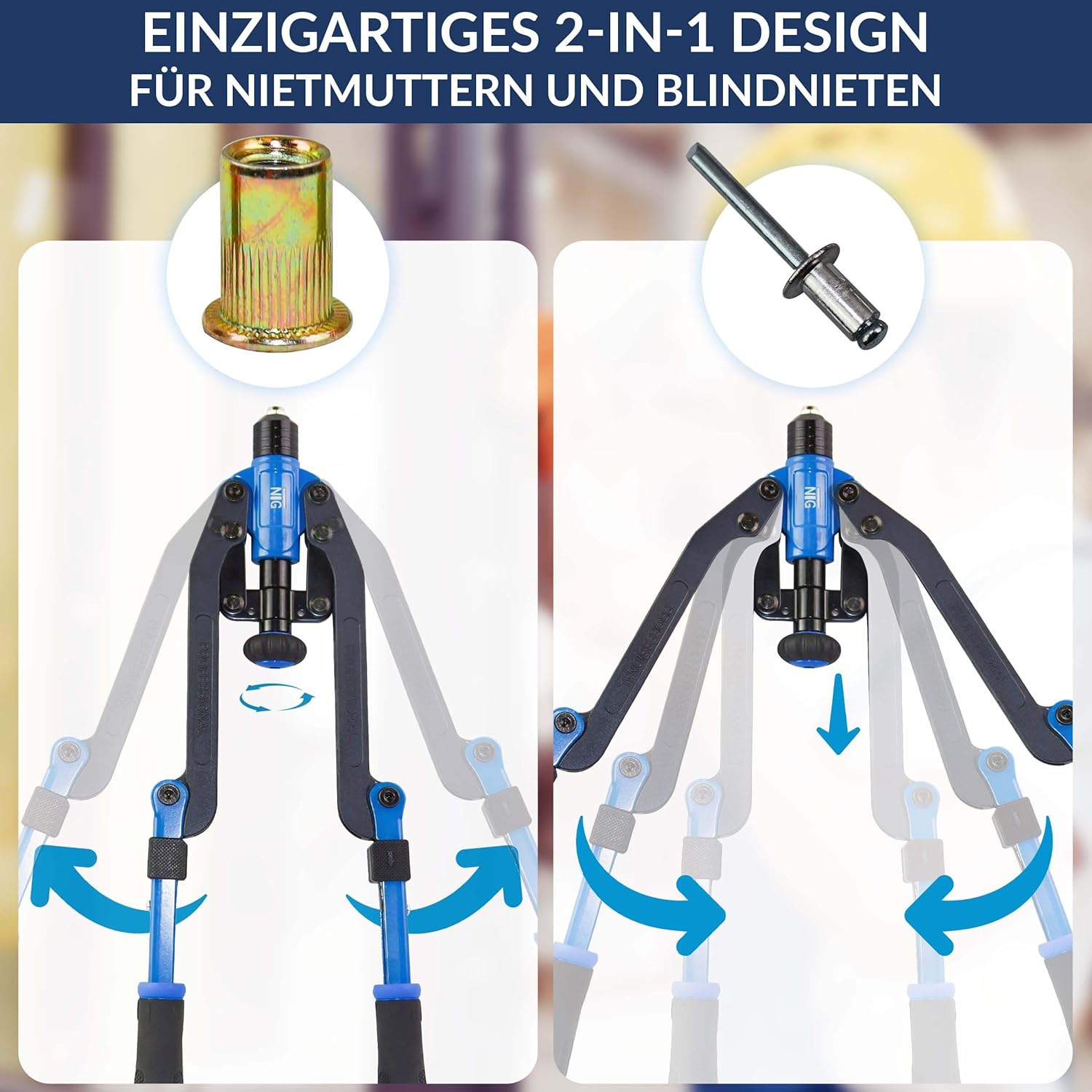 NTG Pinza per Rivetti e Dadi Rivetti 2 in 1 - immagine 3