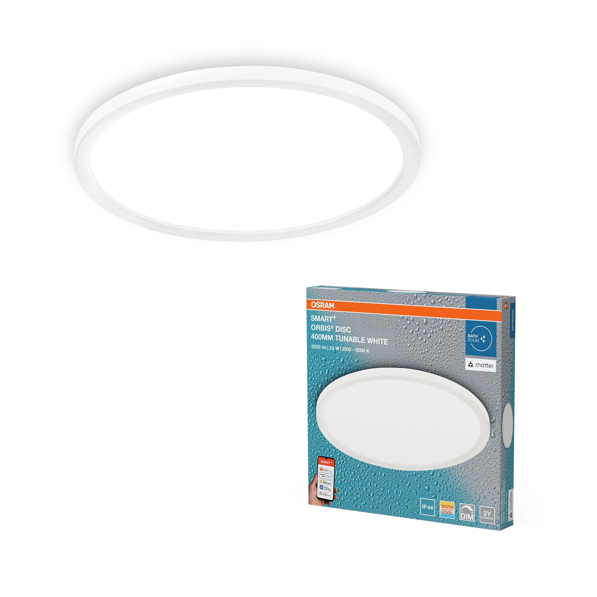 Osram SMART+ Matter Orbis Disc - Lampada LED IP44 400mm