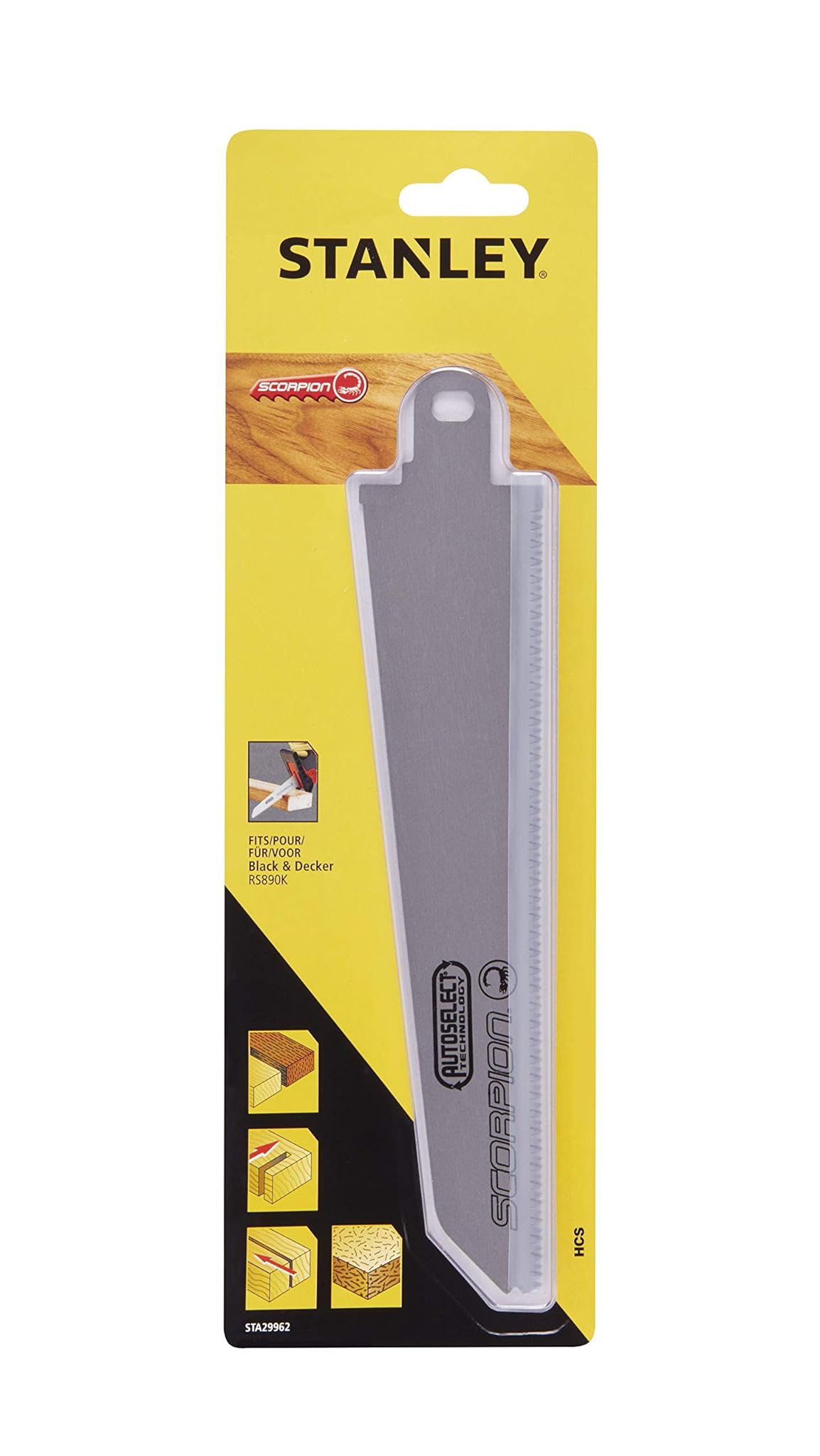 STANLEY, Lama per tagli diritti e rapidi su legno,plastica e materiali simili (RS890). STA29962-XJ