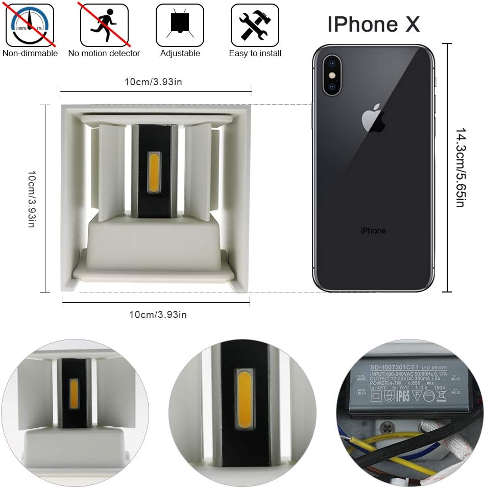 Klighten Lampada da Parete LED 12W, 2 Pezzi, Bianca - immagine 3