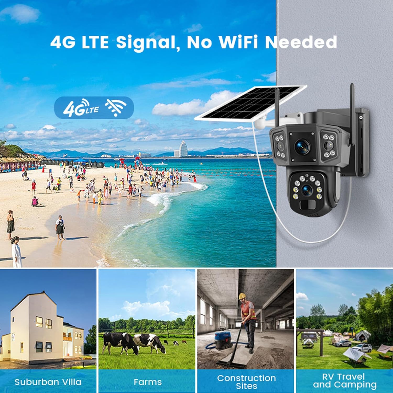 Banapoy Telecamera Sicurezza Solare 4K Wireless Esterno - immagine 7