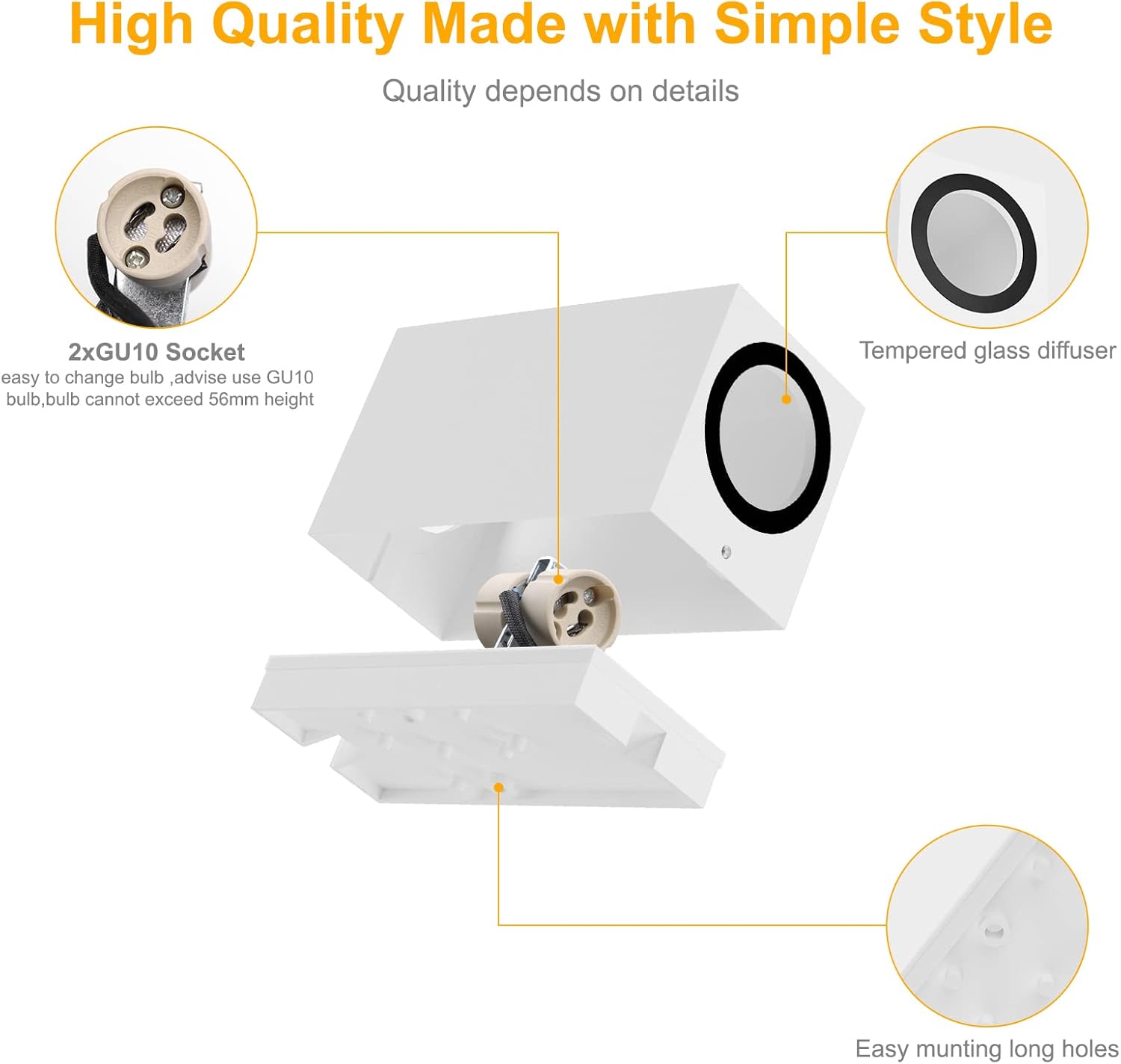 Klighten 2 Pezzi Applique da Parete Esterno Interno IP65 - immagine 5