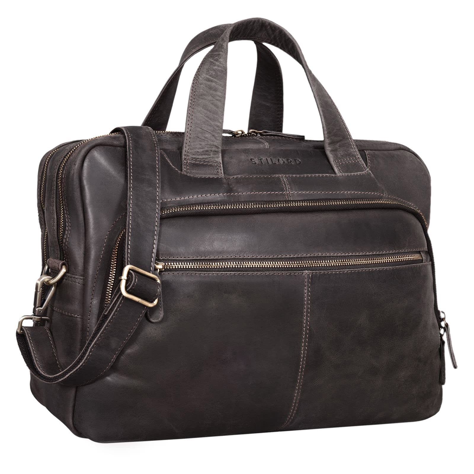 STILORD 'Lias' Borsa a Tracolla in Vera Pelle per Laptop 15,6 Pollici