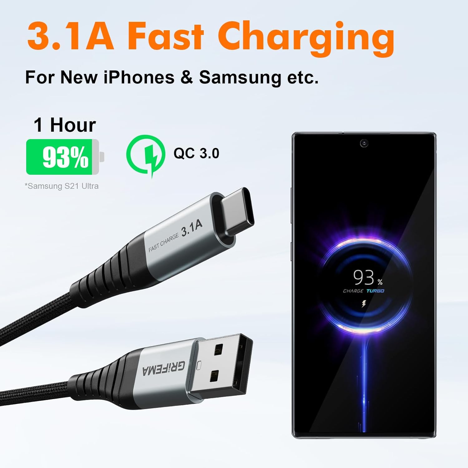 Grifema Cavo USB-A a USB-C 2m Intrecciato in Nylon - immagine 2