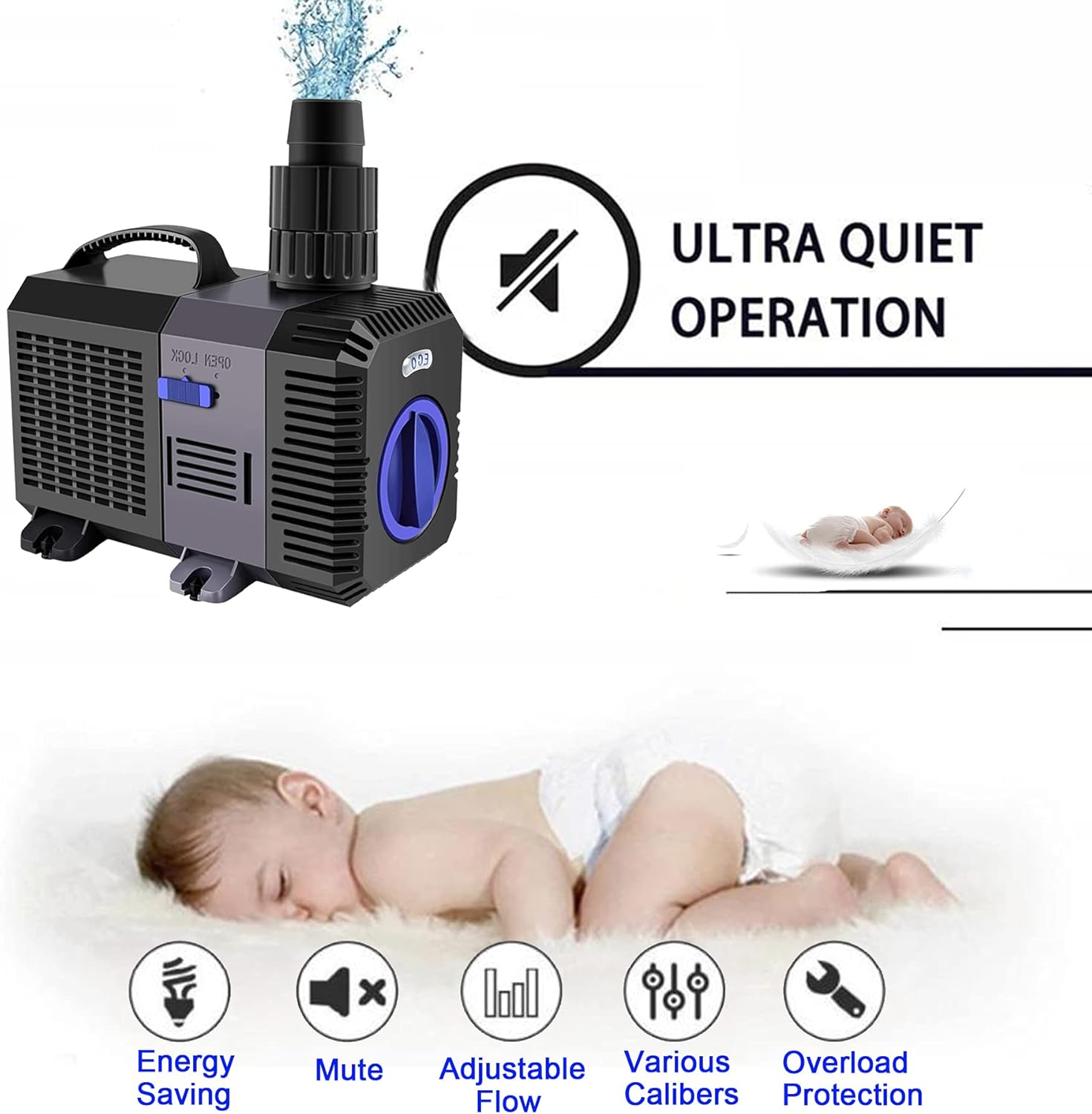 Yaobluesea Eco Pompa per Laghetto 3000l/h 10W - immagine 8