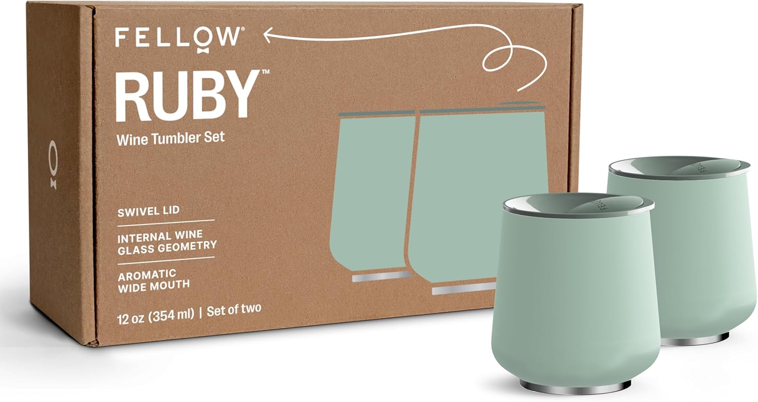 Fellow Ruby Bicchieri da Vino Set 2, Menta Chips - immagine 1