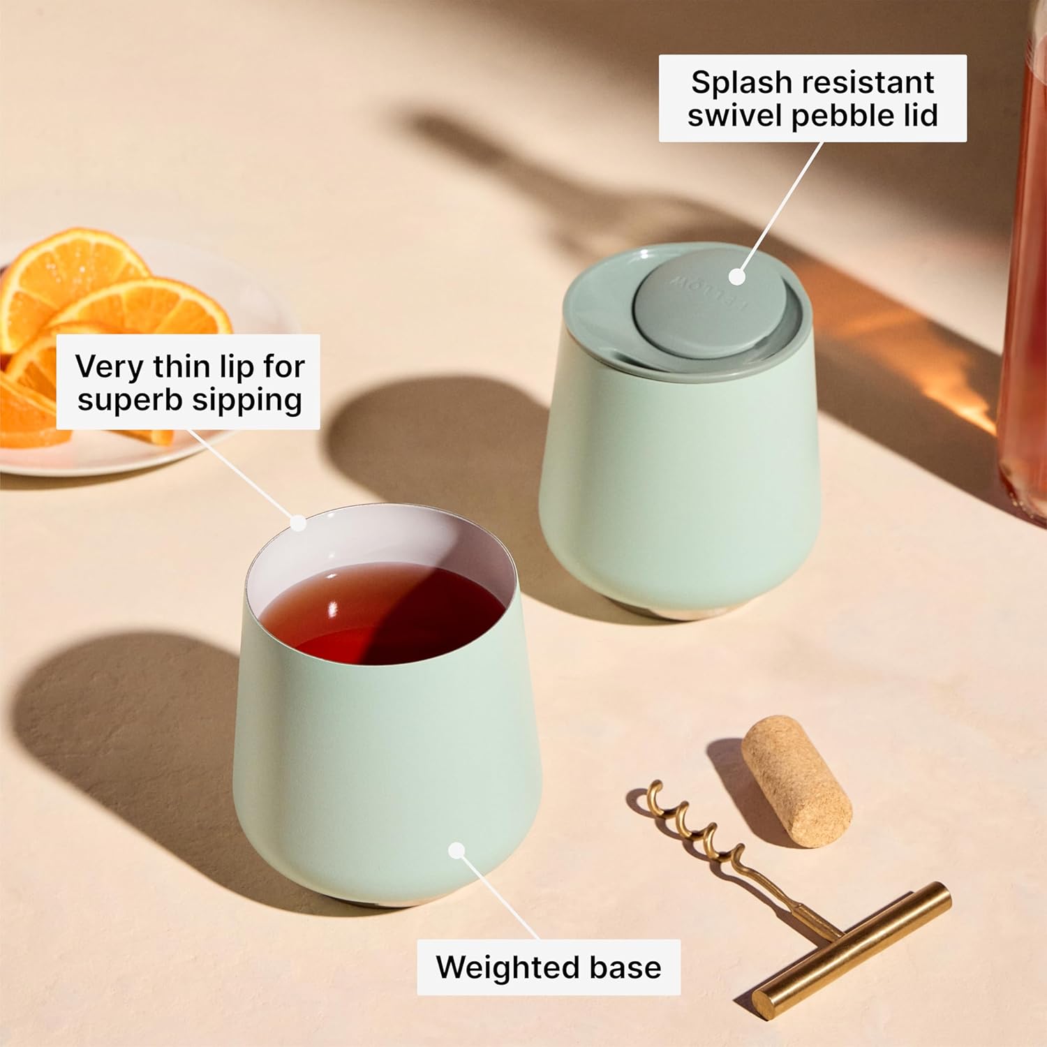 Fellow Ruby Bicchieri da Vino Set 2, Menta Chips - immagine 3