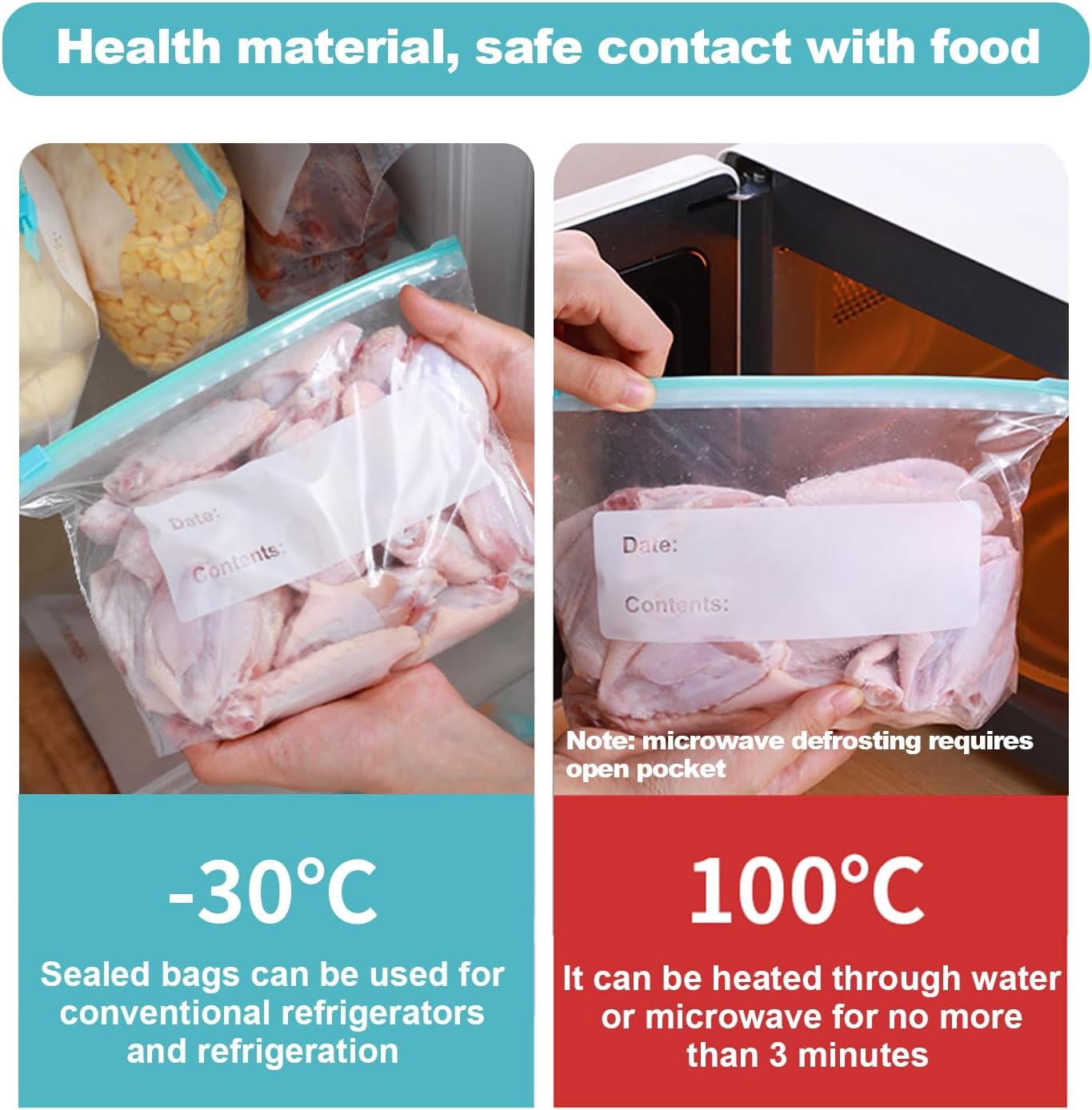 Generic 60 Sacchetti Alimentari Riutilizzabili con Zip - immagine 4