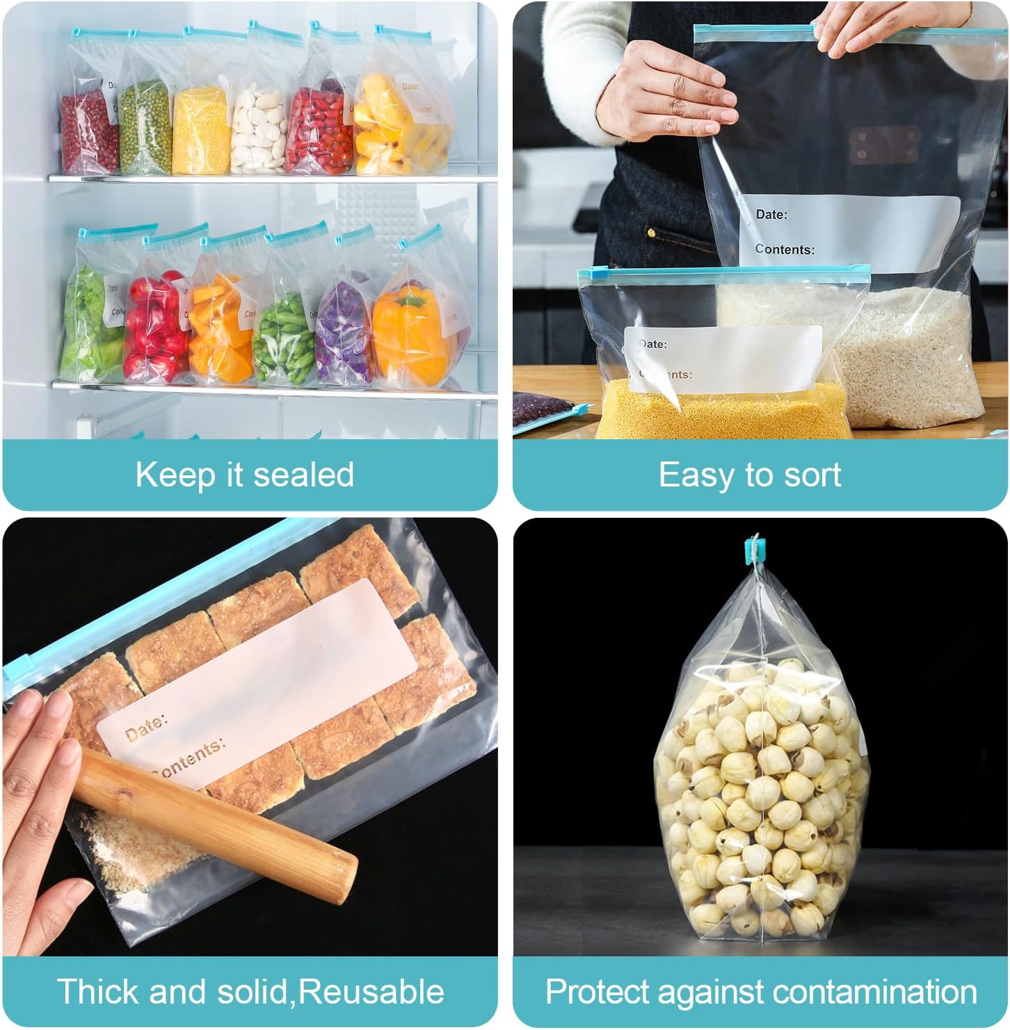 Generic 60 Sacchetti Alimentari Riutilizzabili con Zip - immagine 7