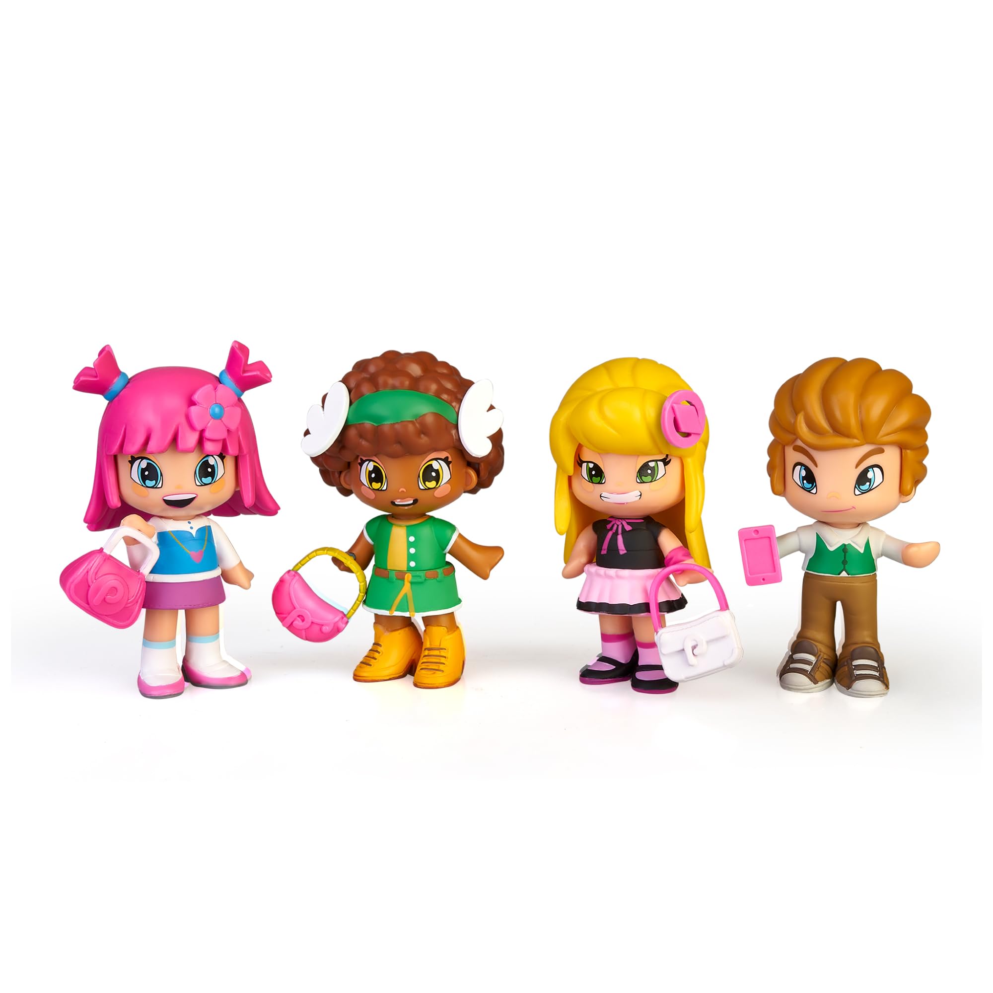 PINY INSTITUTE OF NEW YORK - Friends Set, set di 4 personaggi: Michelle, Tasha, Julia e Will, con accessori da scambiare e combinare, per bambine/i dai 4 anni, Famosa, (PNP02000)