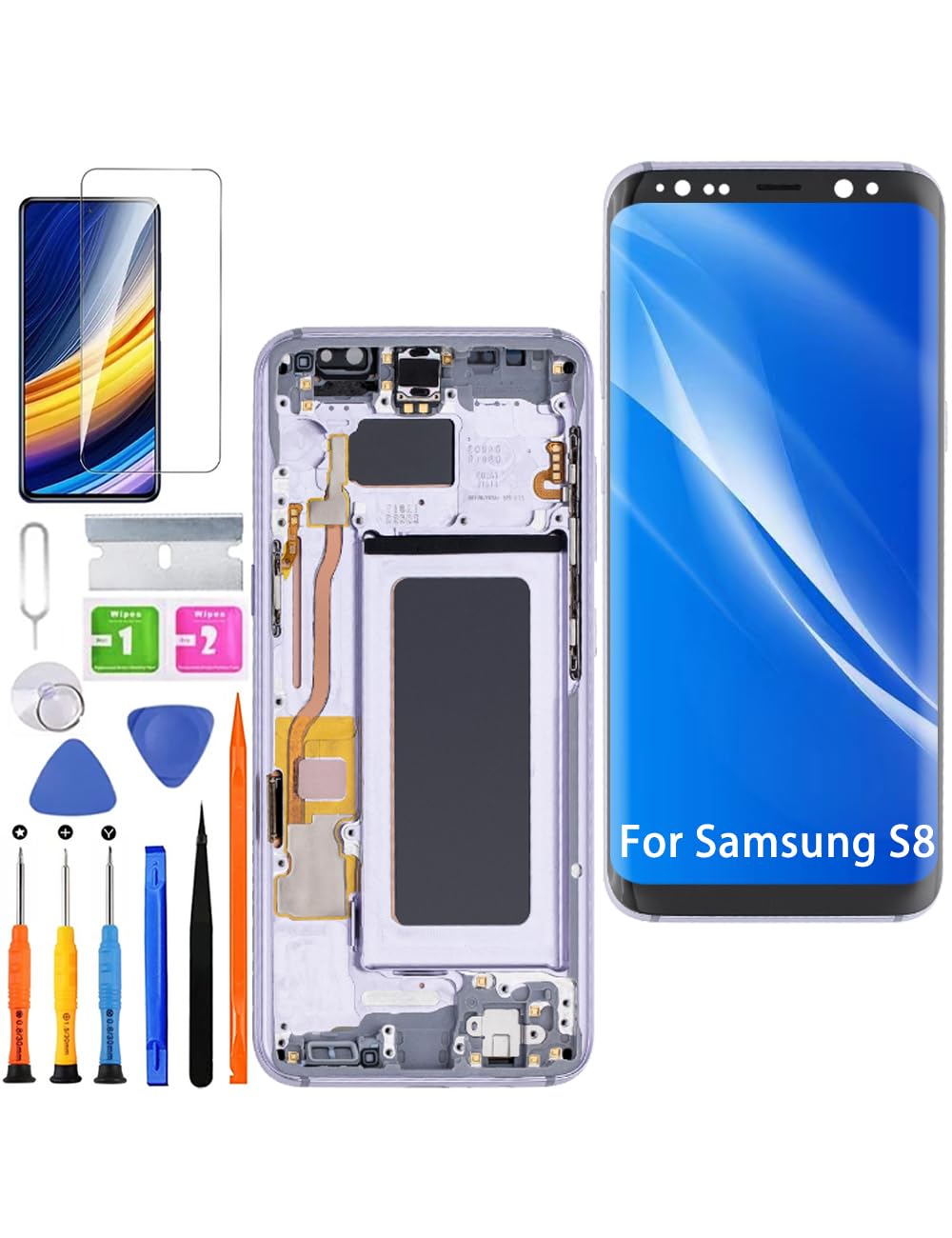Display TFT per Samsung Galaxy S8 LCD, Grigio con cornice