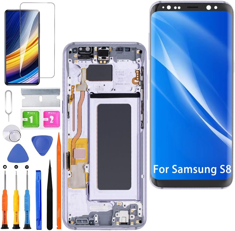 Display TFT per Samsung Galaxy S8 LCD, Grigio con cornice - immagine 1