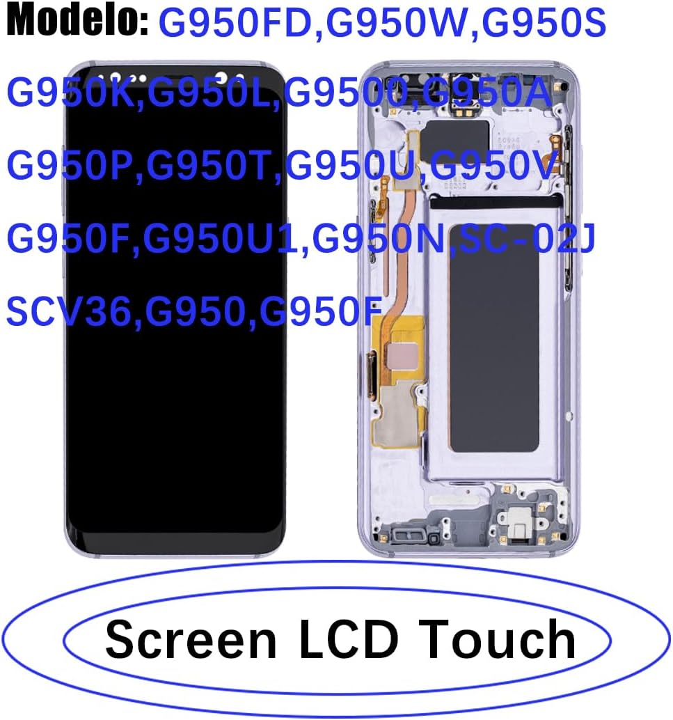 Display TFT per Samsung Galaxy S8 LCD, Grigio con cornice - immagine 2