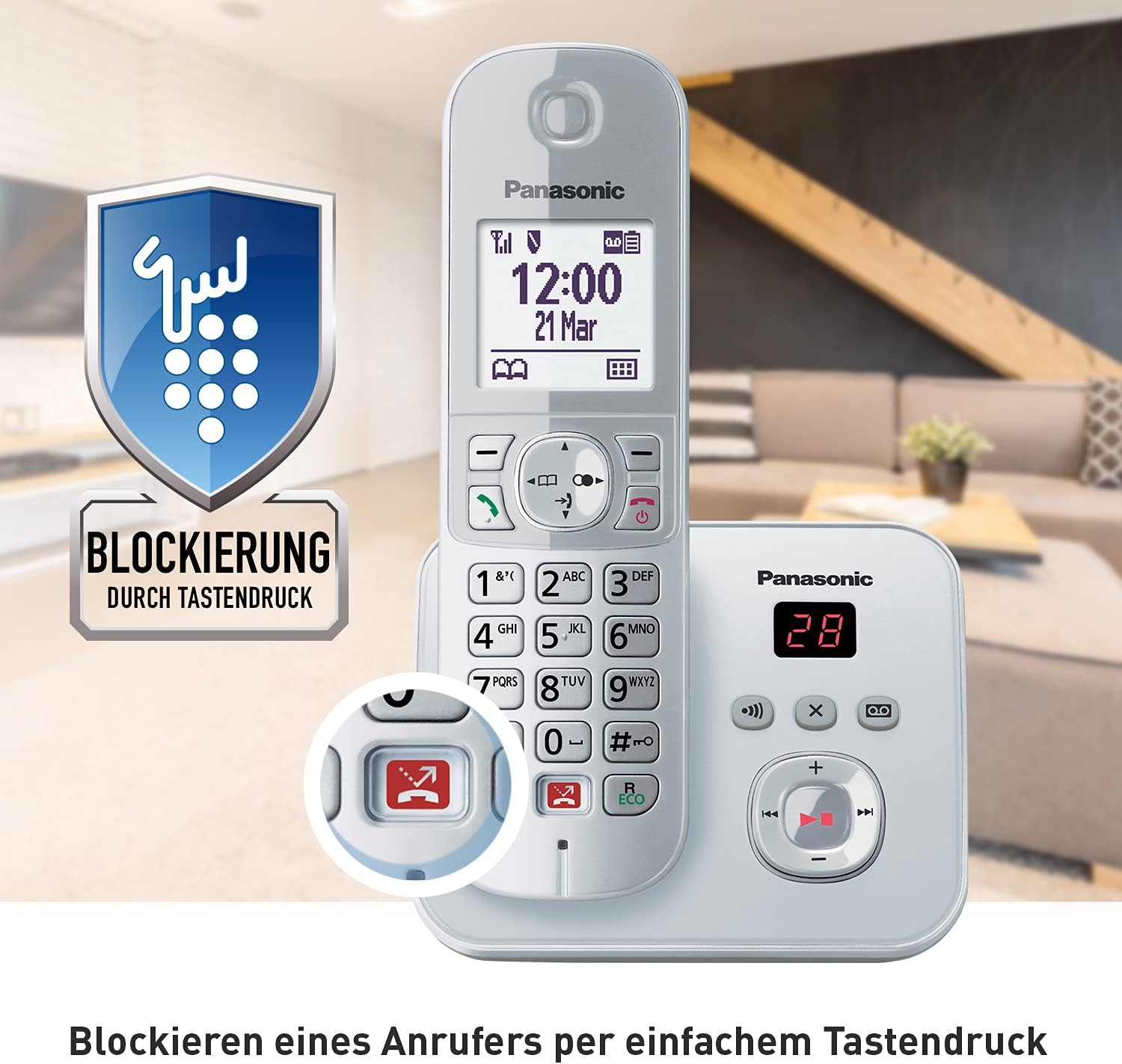Panasonic KX-TG6861GS - Telefono Cordless con Segreteria, Argento - immagine 3