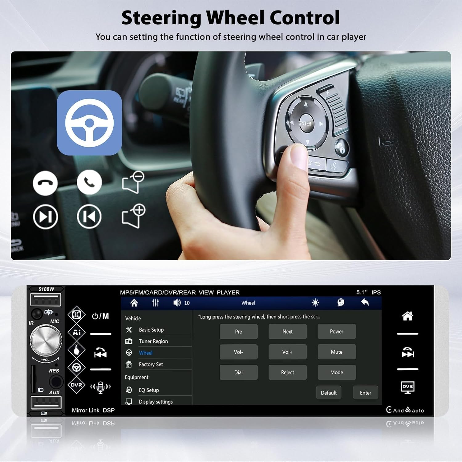 Inefala Autoradio Bluetooth 1 Din con Wireless Carplay 5,1" - immagine 6
