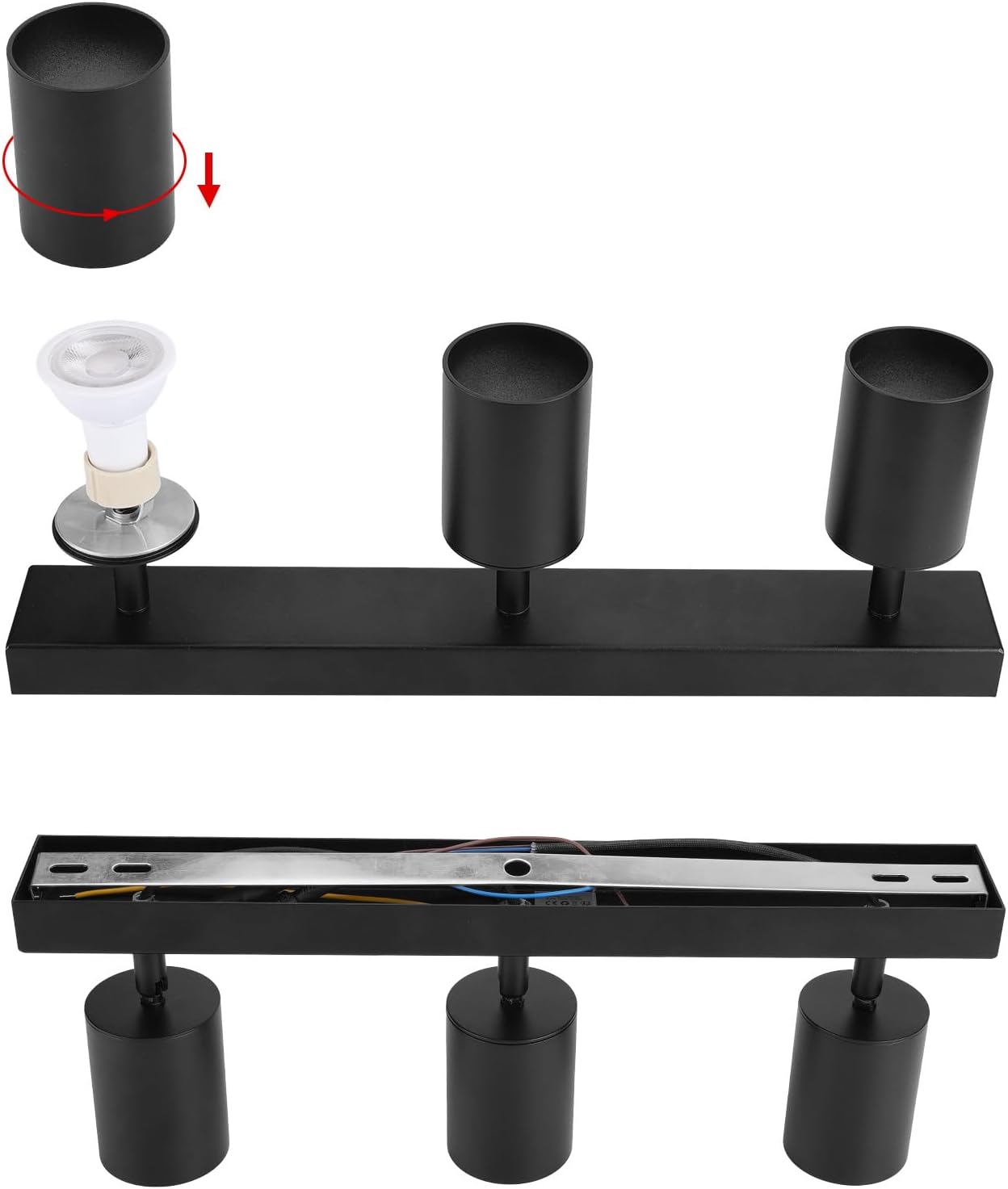 Klighten Faretti da Soffitto Orientabili Nero, 3 Luci GU10 - immagine 5